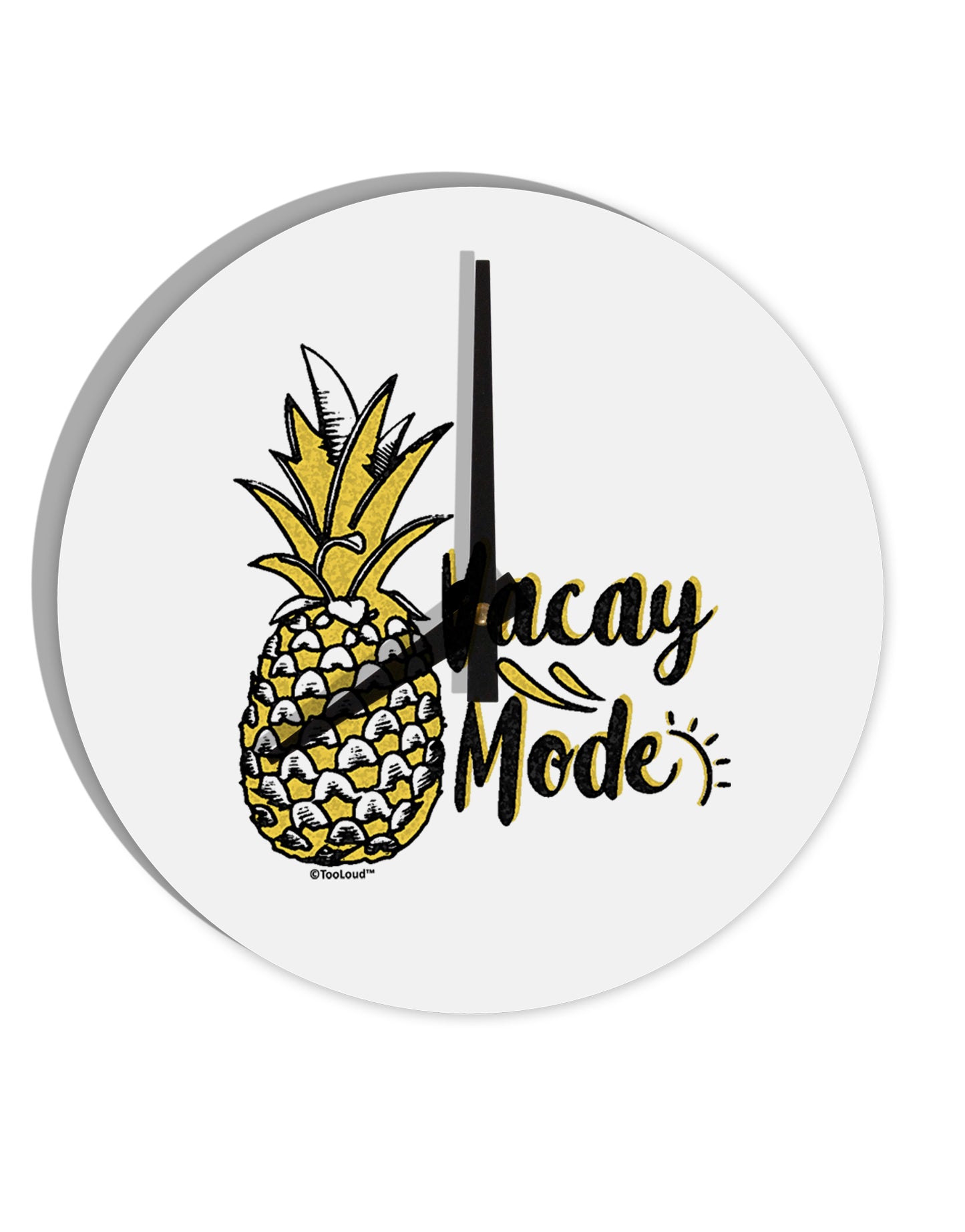 TooLoud Vacay Mode Pinapple 10 Inch Round Wall Clock-Wall Clock-TooLoud-Davson Sales