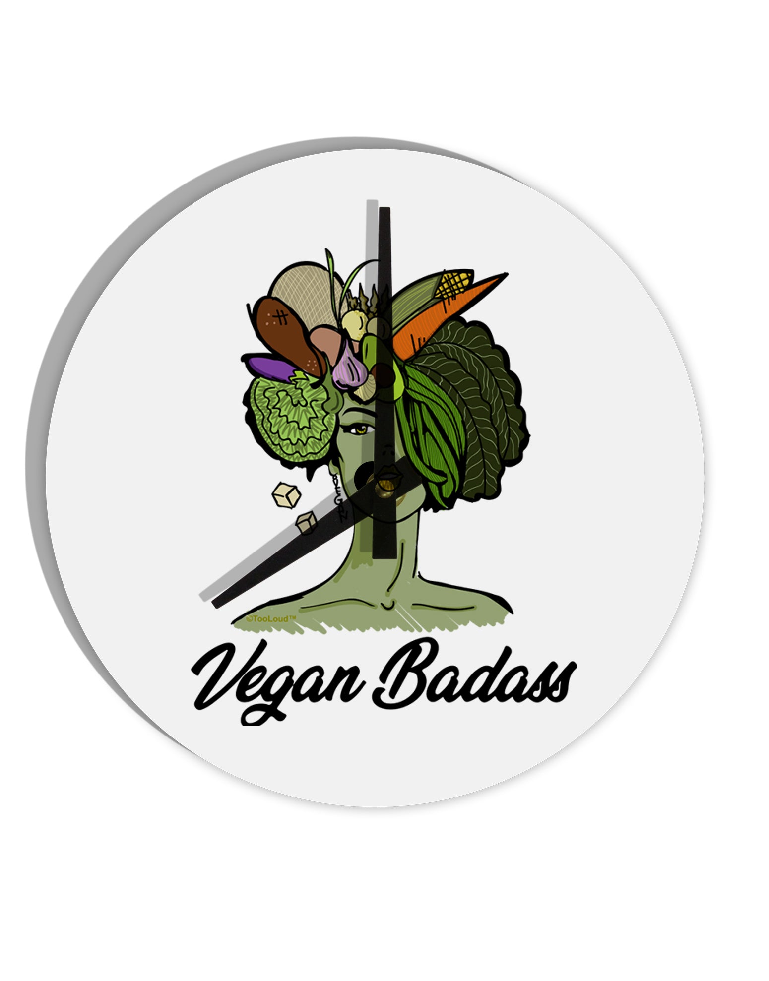 TooLoud Vegan Badass 10 Inch Round Wall Clock-Wall Clock-TooLoud-Davson Sales