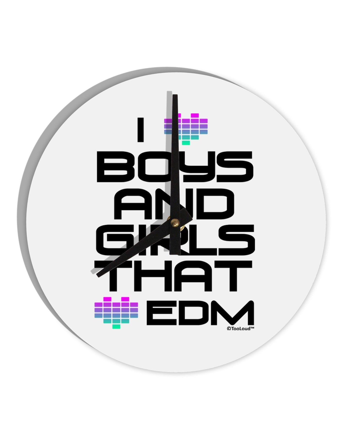 I Heart Boys and Girls That Heart EDM 10 InchRound Wall Clock-Wall Clock-TooLoud-White-Davson Sales