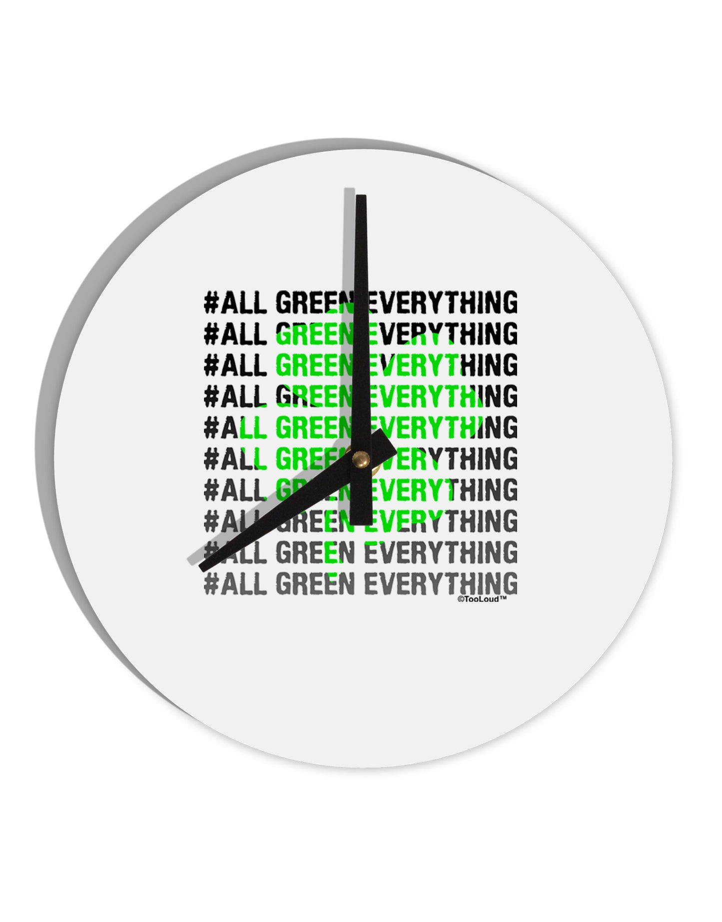 All Green Everything Clover 10 InchRound Wall Clock-Wall Clock-TooLoud-White-Davson Sales
