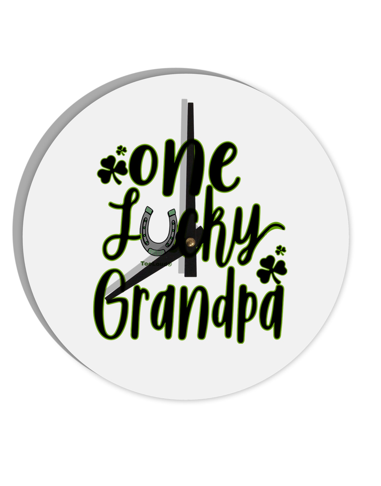 TooLoud One Lucky Grandpa Shamrock 10 Inch Round Wall Clock-Wall Clock-TooLoud-Davson Sales