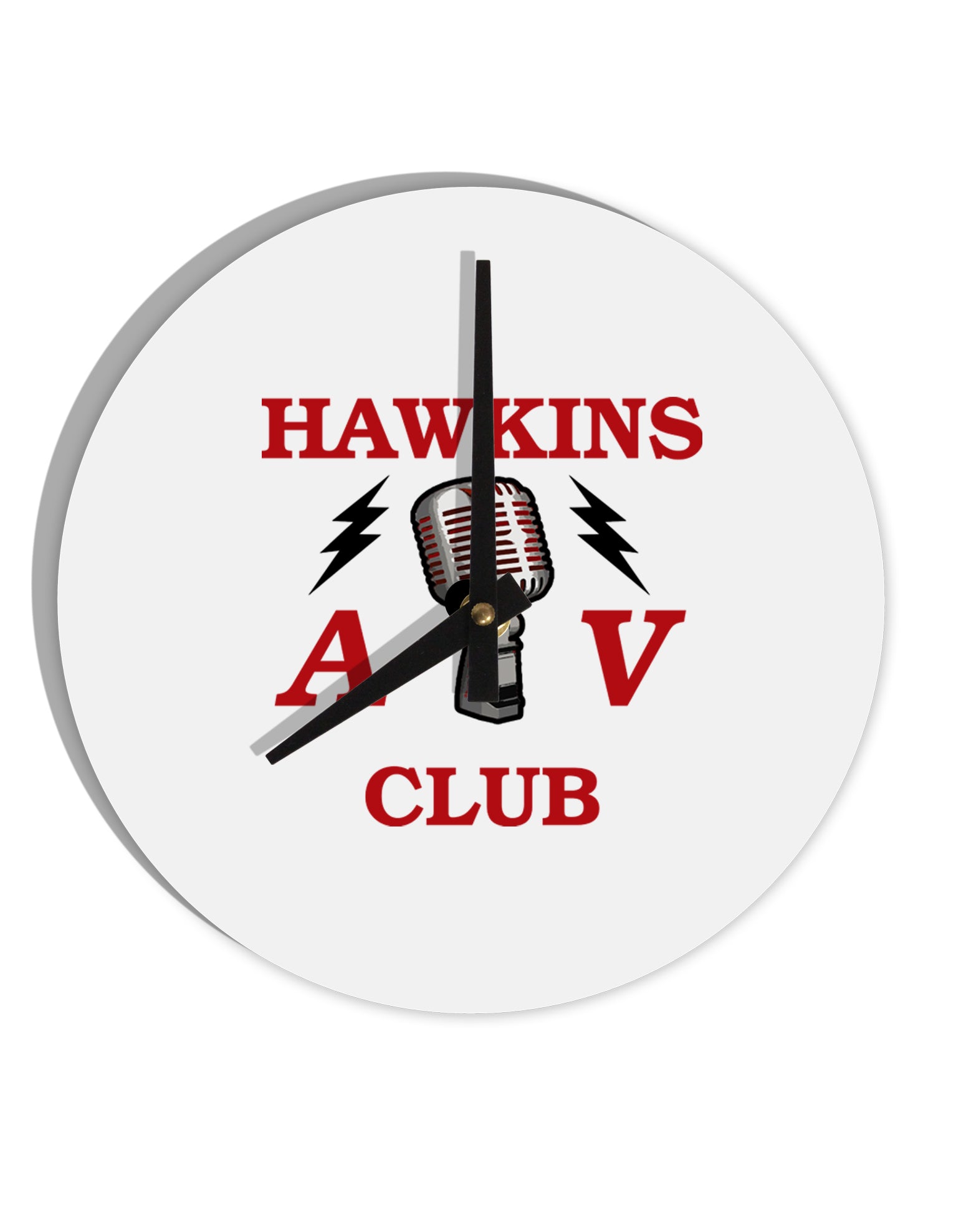 Hawkins AV Club 10 InchRound Wall Clock by TooLoud-Wall Clock-TooLoud-White-Davson Sales