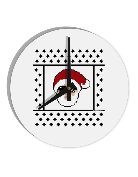 Cool Santa Christmas Sweater 10 InchRound Wall Clock-Wall Clock-TooLoud-White-Davson Sales