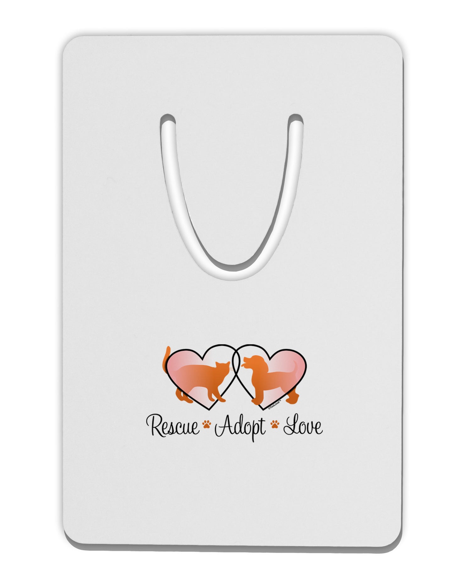 Rescue Adopt Love Aluminum Paper Clip Bookmark-Bookmark-TooLoud-White-Davson Sales