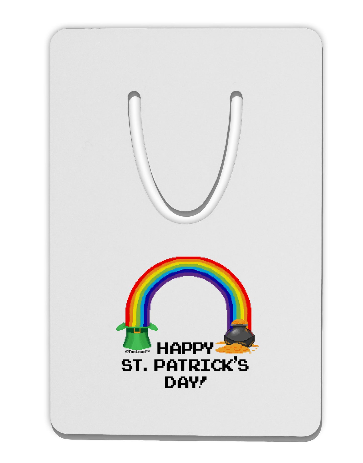 Pixel Pot of Gold St Patrick Text Aluminum Paper Clip Bookmark-Bookmark-TooLoud-White-Davson Sales