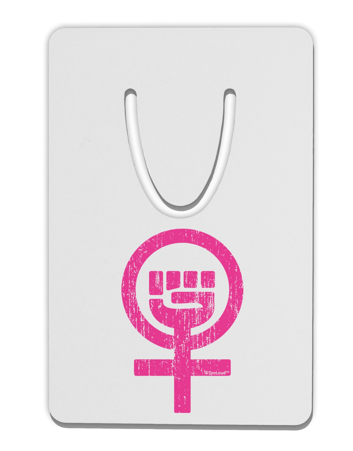 Pink Distressed Feminism Symbol Aluminum Paper Clip Bookmark-Bookmark-TooLoud-White-Davson Sales