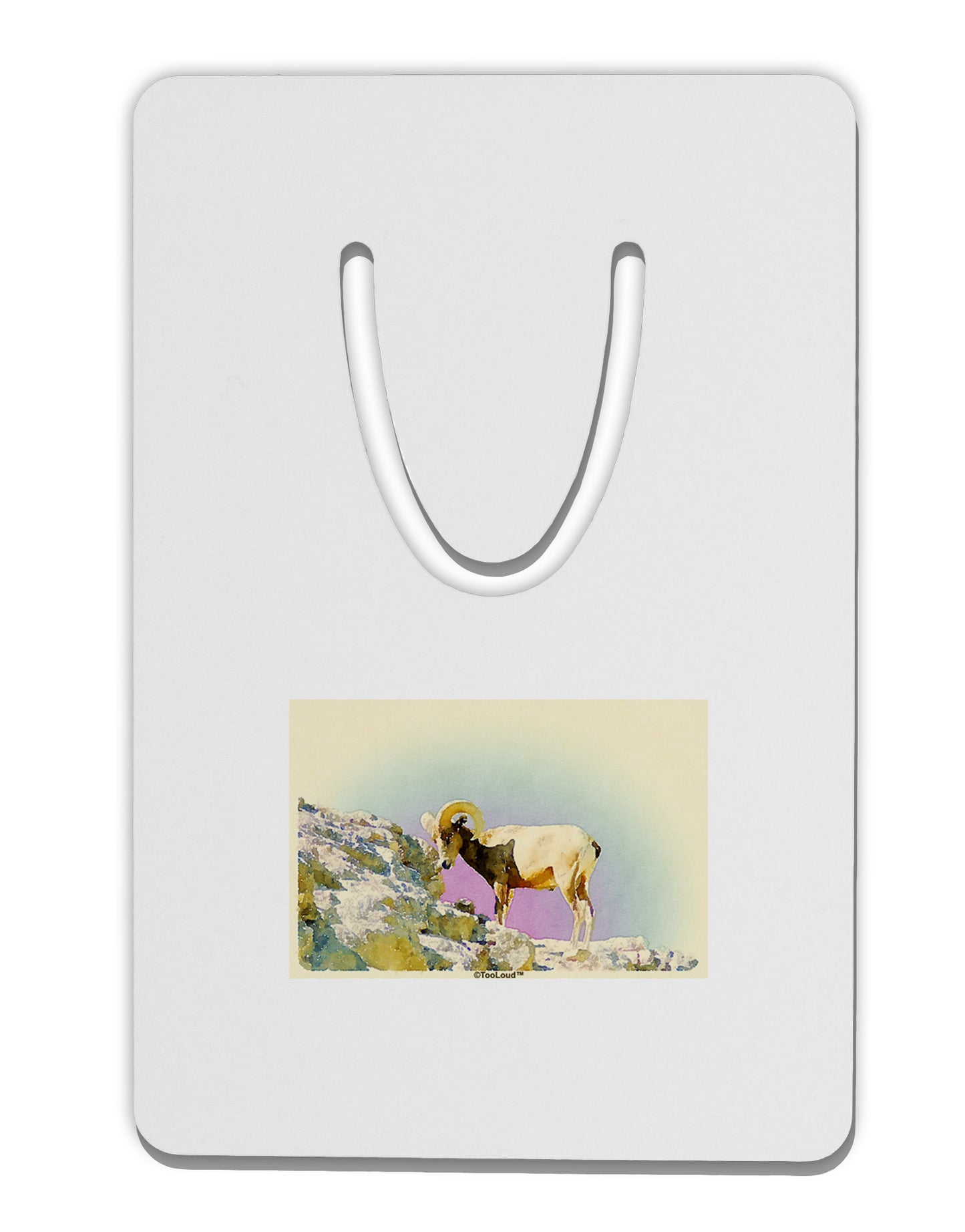 Bighorn Ram Watercolor Aluminum Paper Clip Bookmark-Bookmark-TooLoud-White-Davson Sales