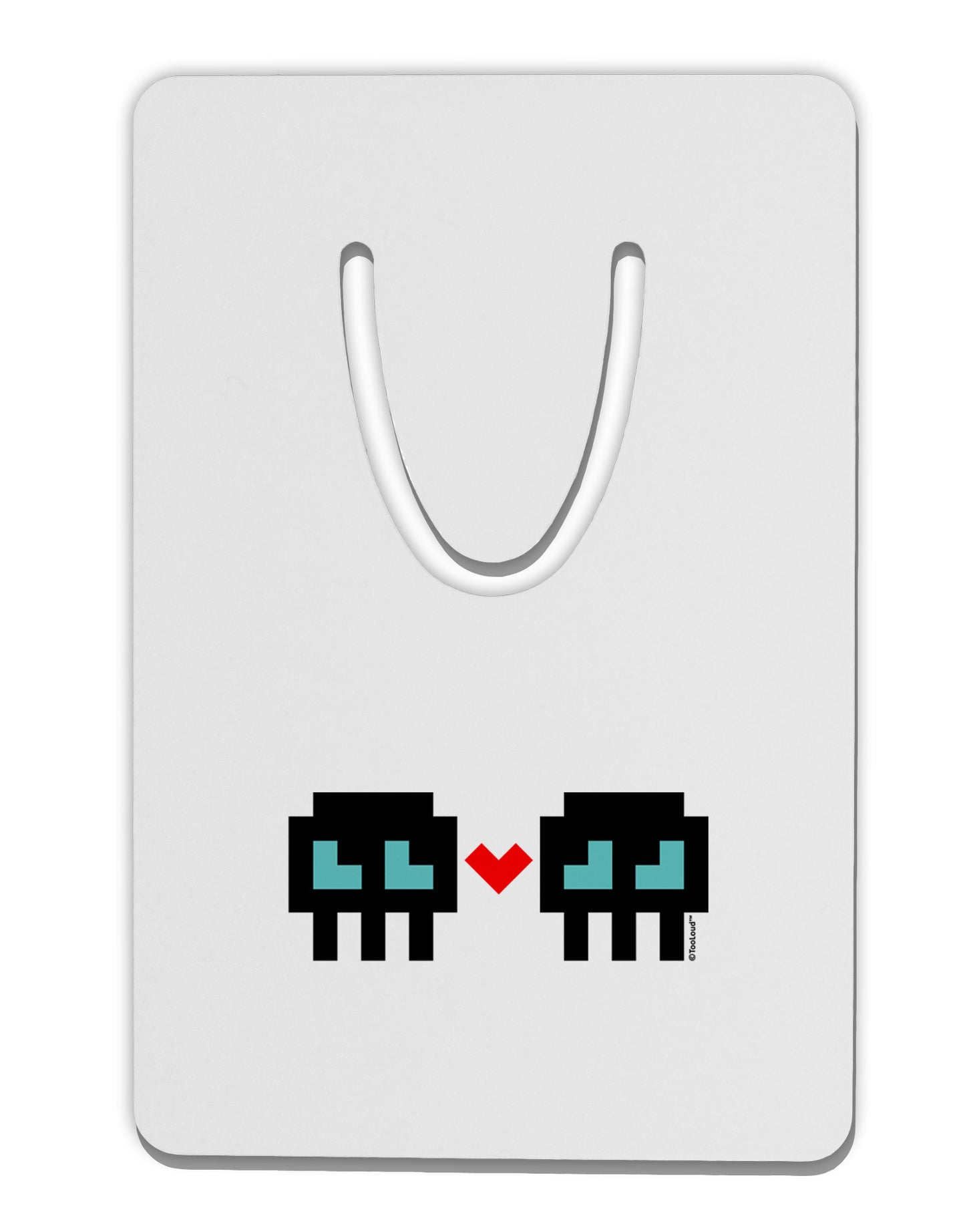 8-Bit Skull Love - Boy and Boy Aluminum Paper Clip Bookmark-Bookmark-TooLoud-White-Davson Sales