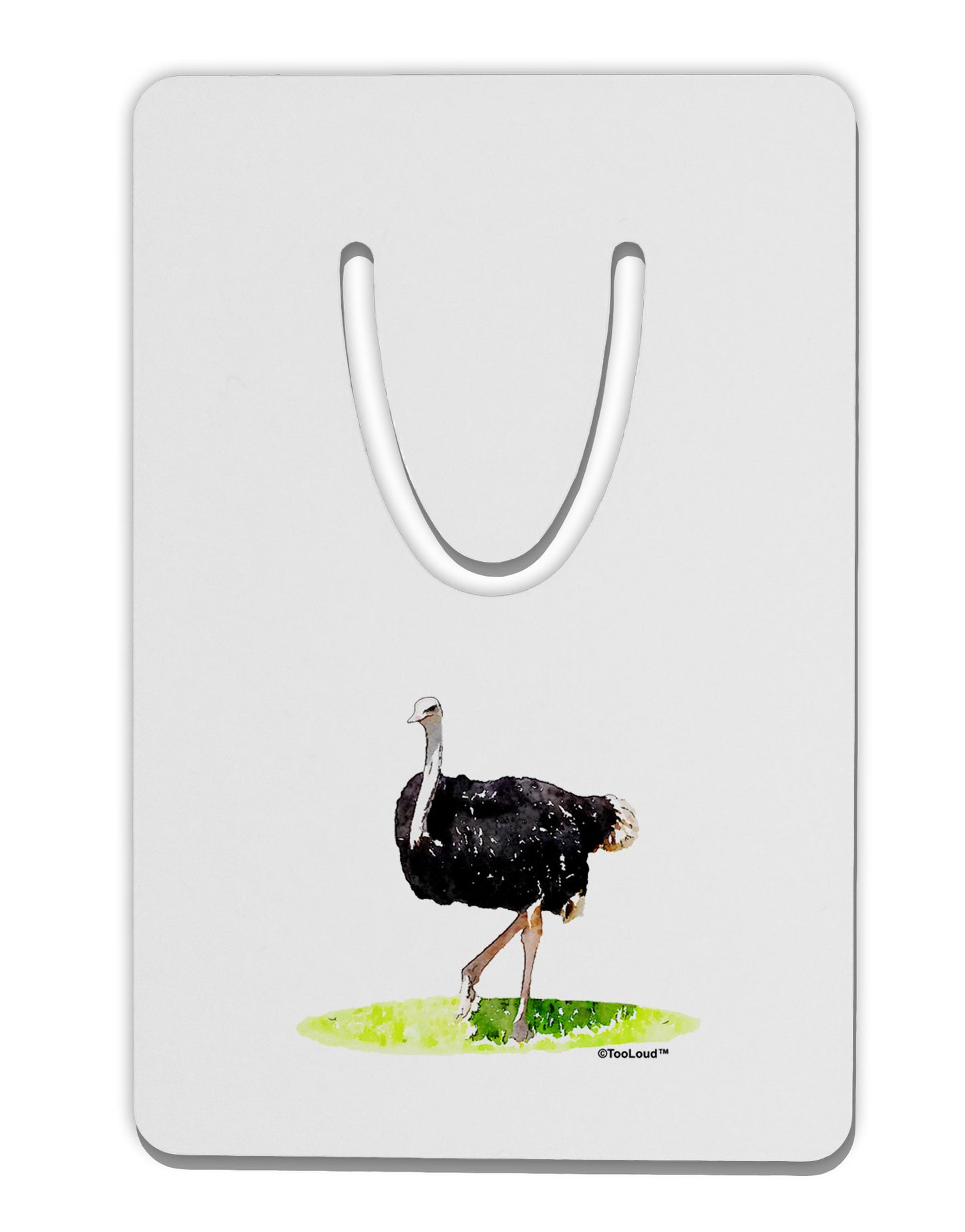 Ostrich Watercolor Aluminum Paper Clip Bookmark-Bookmark-TooLoud-White-Davson Sales