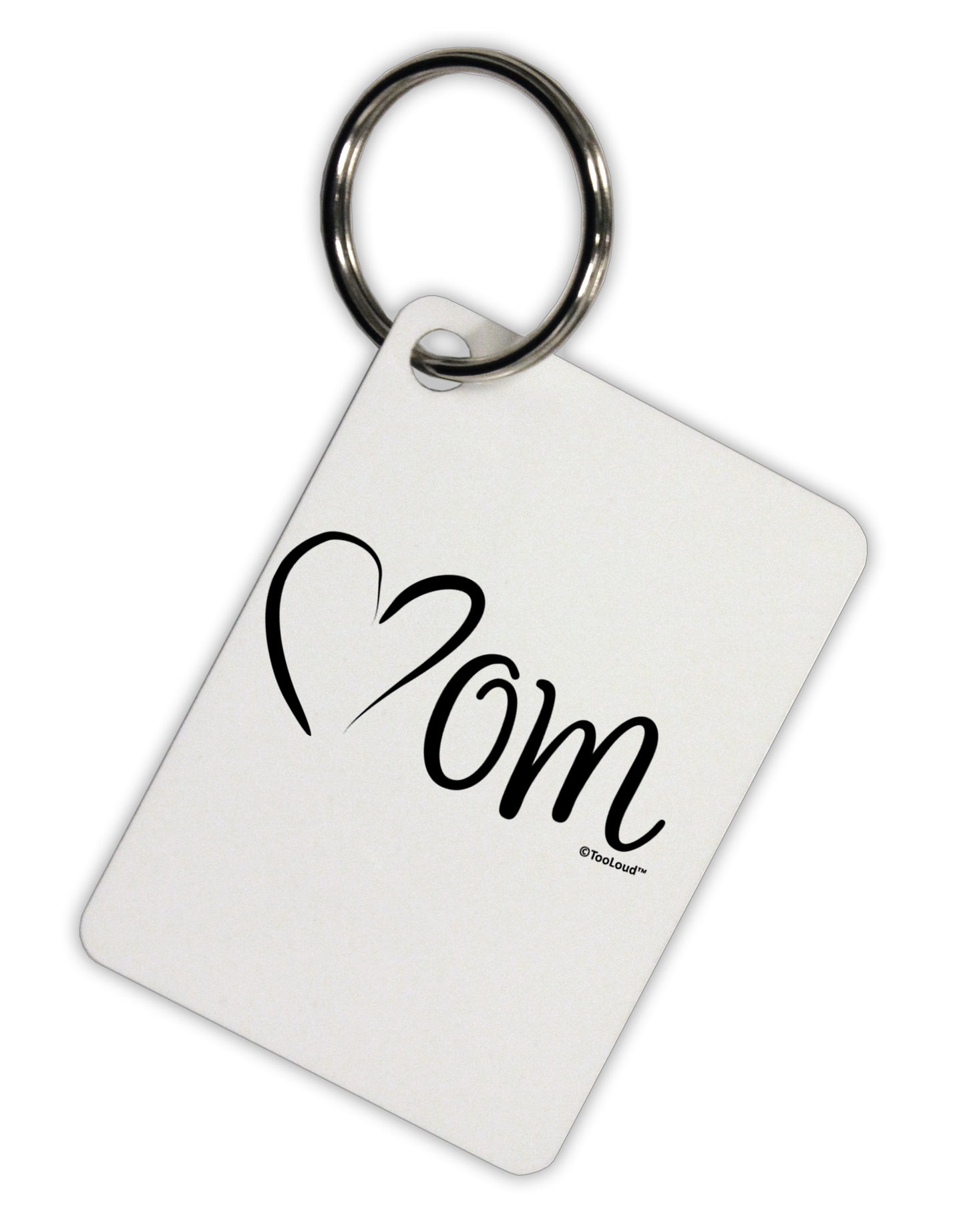 Mom with Brushed Heart Design Aluminum Keyring Tag by TooLoud-Keyring-TooLoud-White-Davson Sales