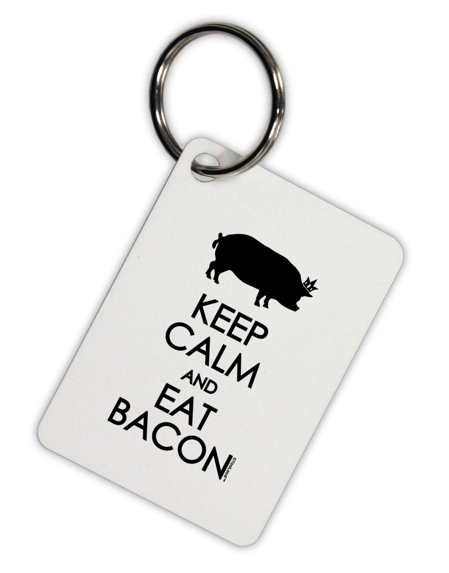 Keep Calm and Eat Bacon Aluminum Keyring Tag by TooLoud-Keyring-TooLoud-White-Davson Sales