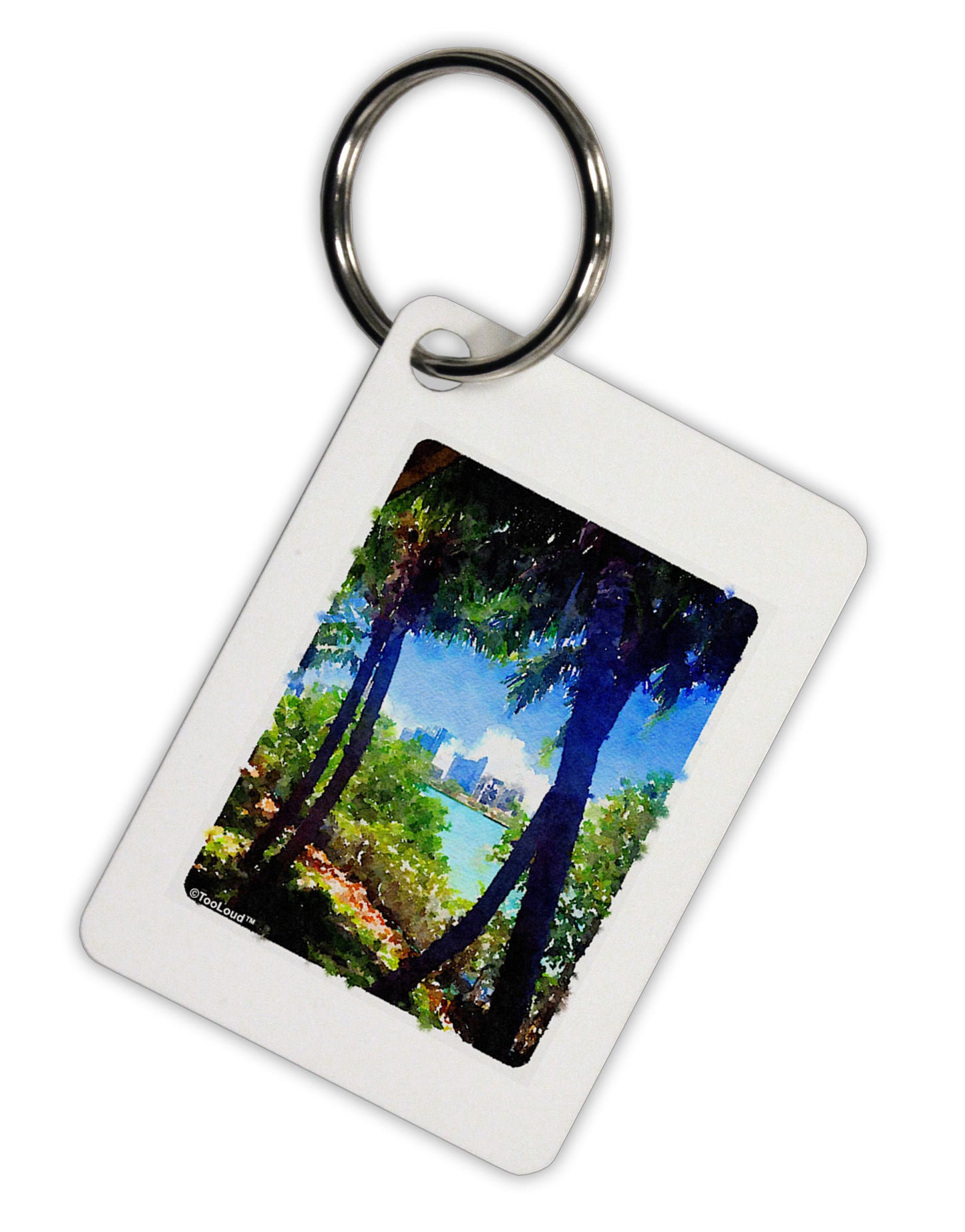 Tropical Skyline Aluminum Keyring Tag-Keyring-TooLoud-White-Davson Sales