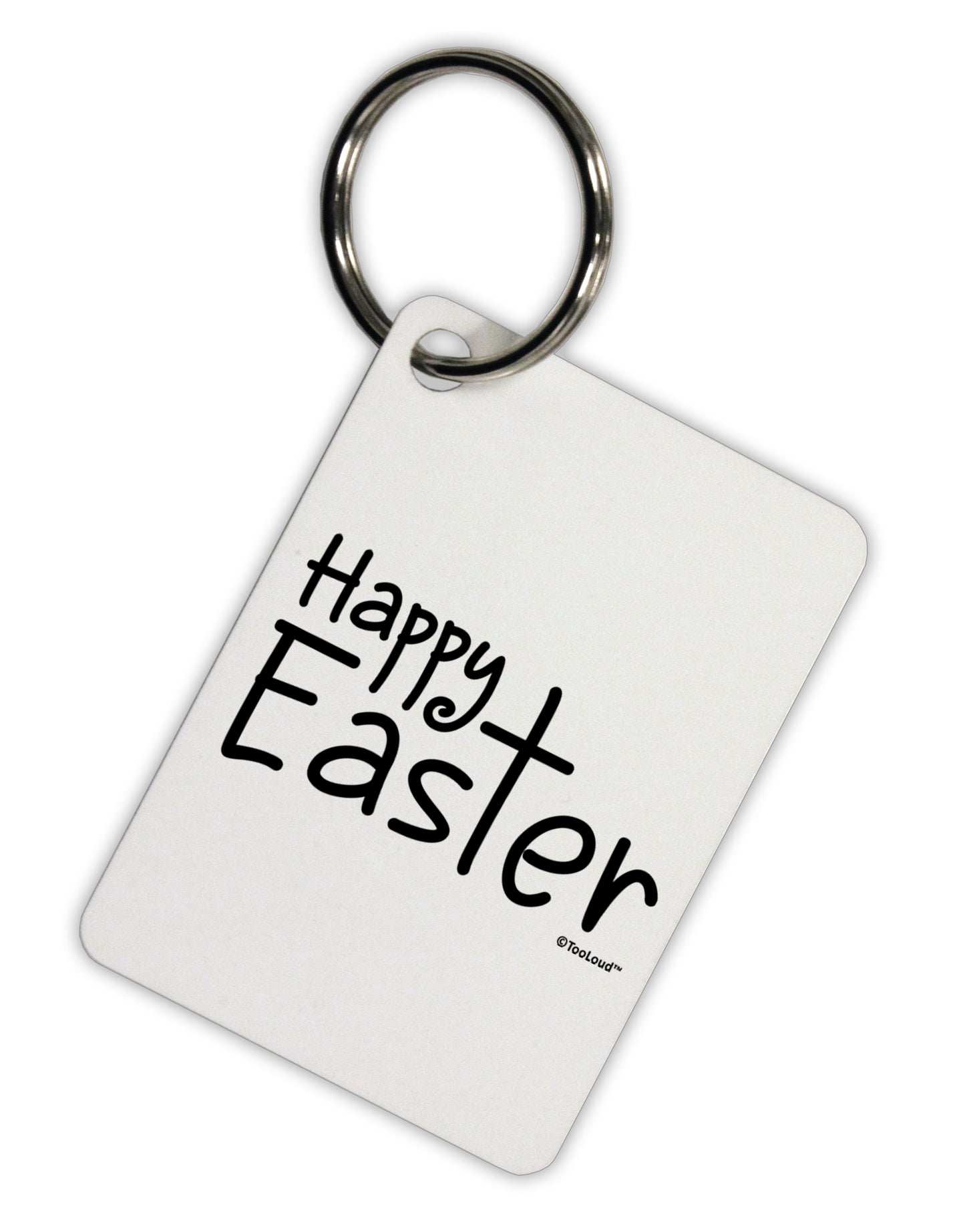 Happy Easter with Cross Aluminum Keyring Tag by TooLoud-Keyring-TooLoud-White-Davson Sales