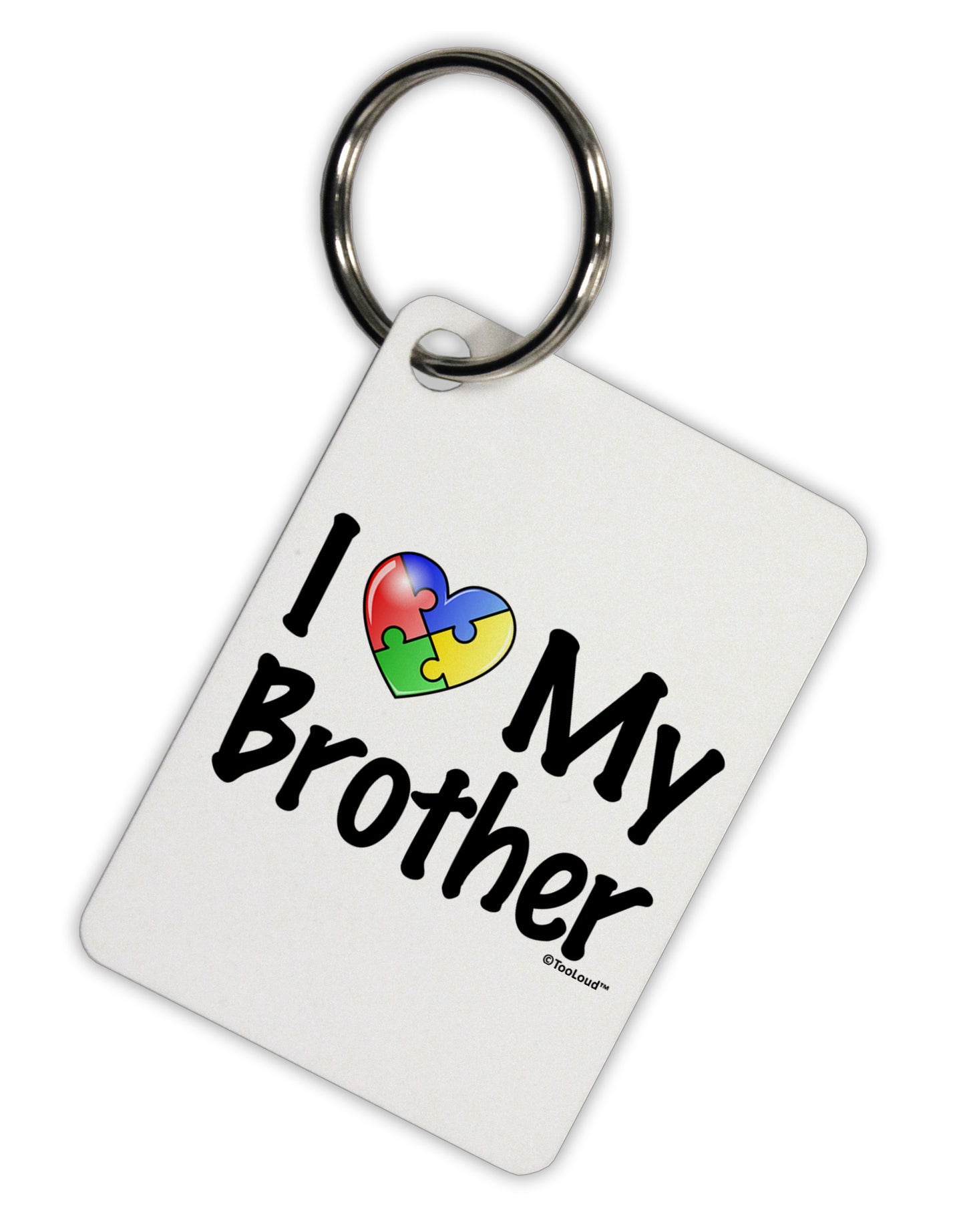 I Heart My Brother - Autism Awareness Aluminum Keyring Tag by TooLoud-Keyring-TooLoud-White-Davson Sales