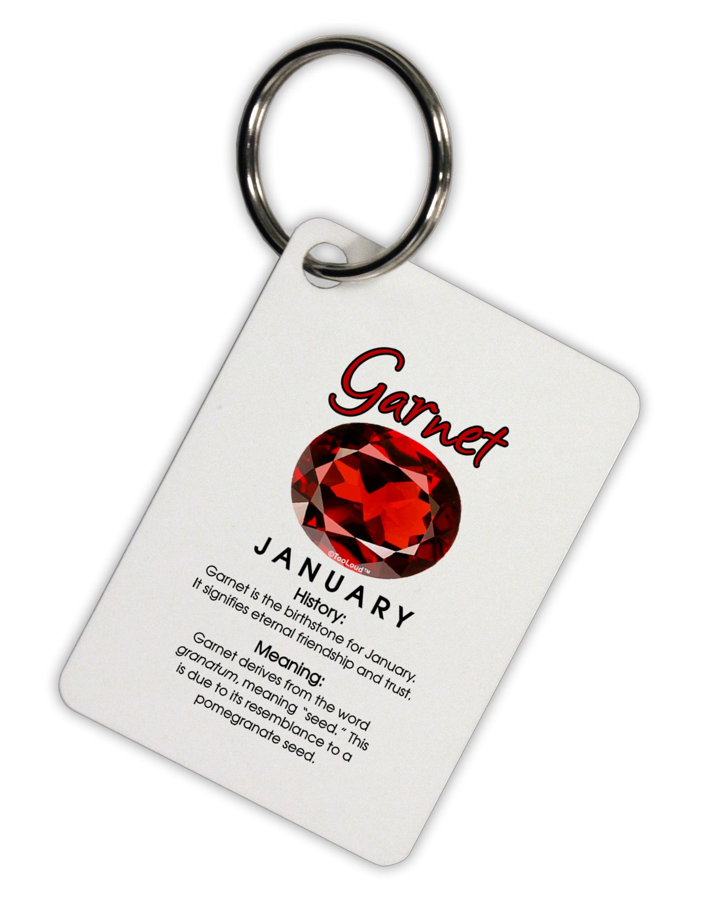 Birthstone Garnet Aluminum Keyring Tag by TooLoud-Keyring-TooLoud-White-Davson Sales