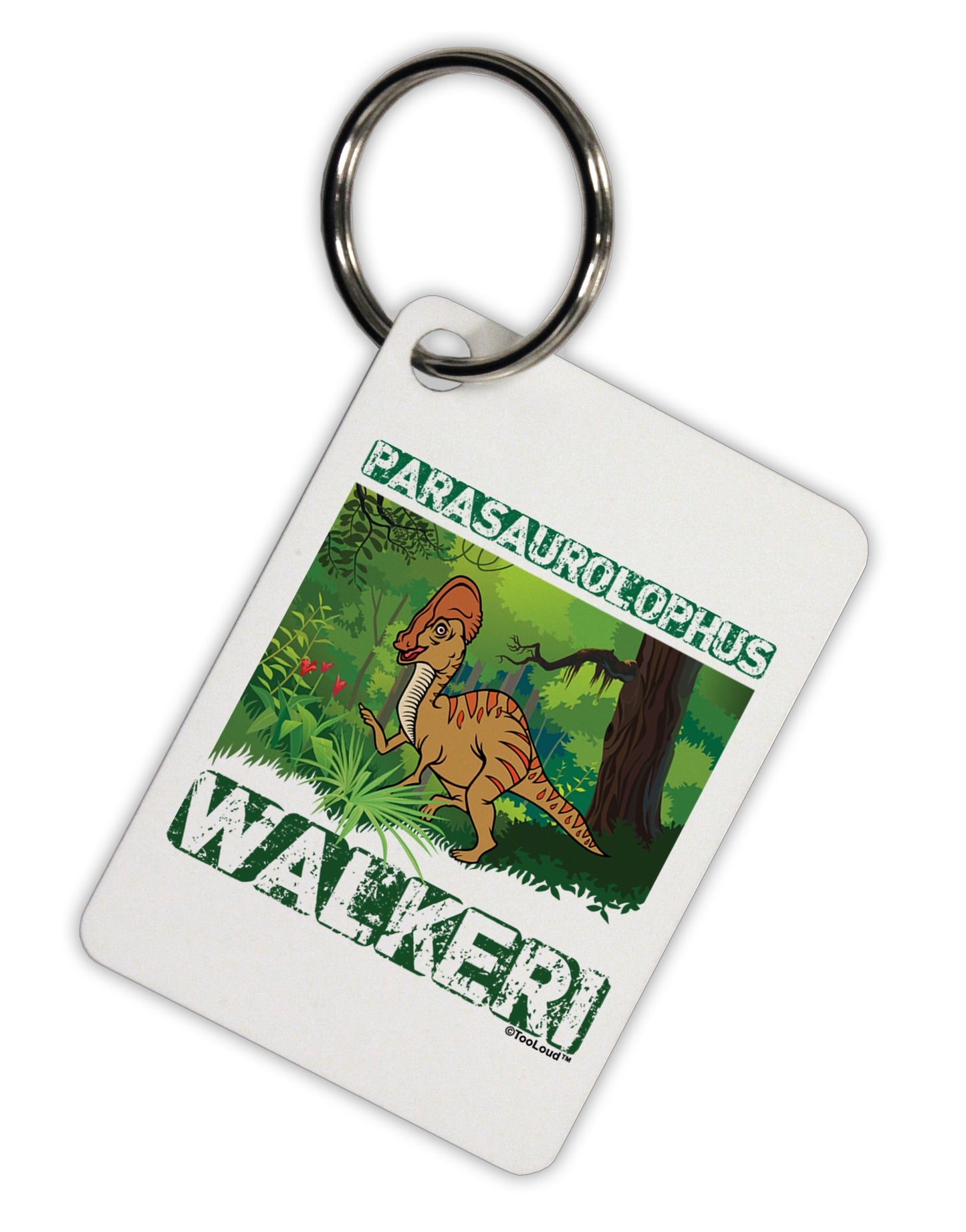 Parasaurolophus Walkeri - With Name Aluminum Keyring Tag by TooLoud-Keyring-TooLoud-White-Davson Sales