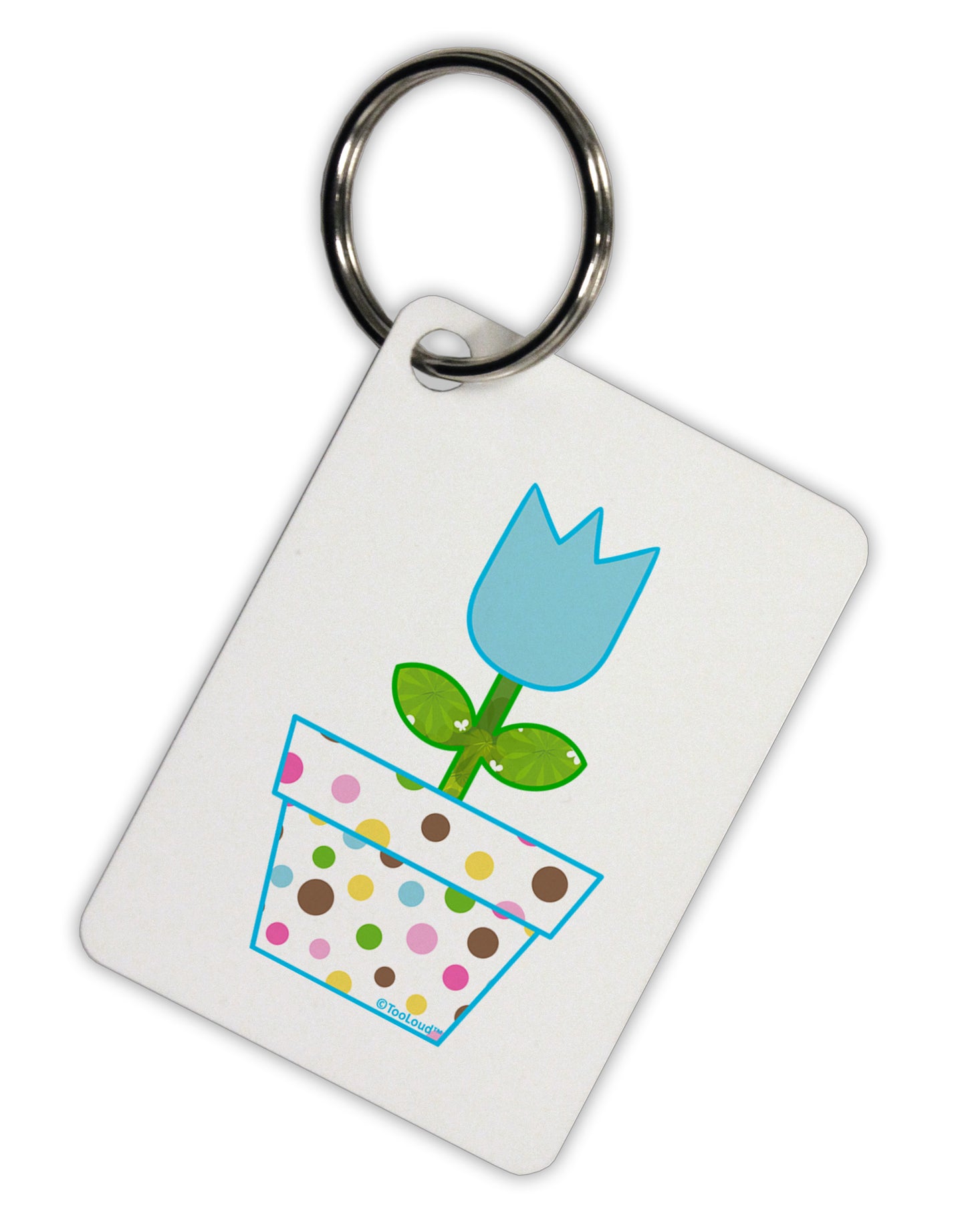 Easter Tulip Design - Blue Aluminum Keyring Tag by TooLoud-Keyring-TooLoud-White-Davson Sales