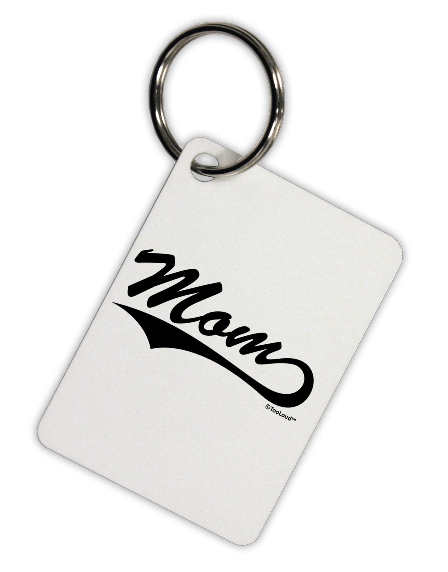 Mom - Sports Tail Script Aluminum Keyring Tag by TooLoud-Keyring-TooLoud-White-Davson Sales