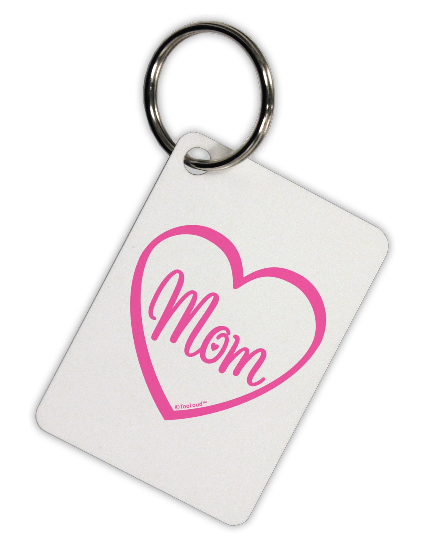 Mom Heart Design - Pink Aluminum Keyring Tag by TooLoud-Keyring-TooLoud-White-Davson Sales