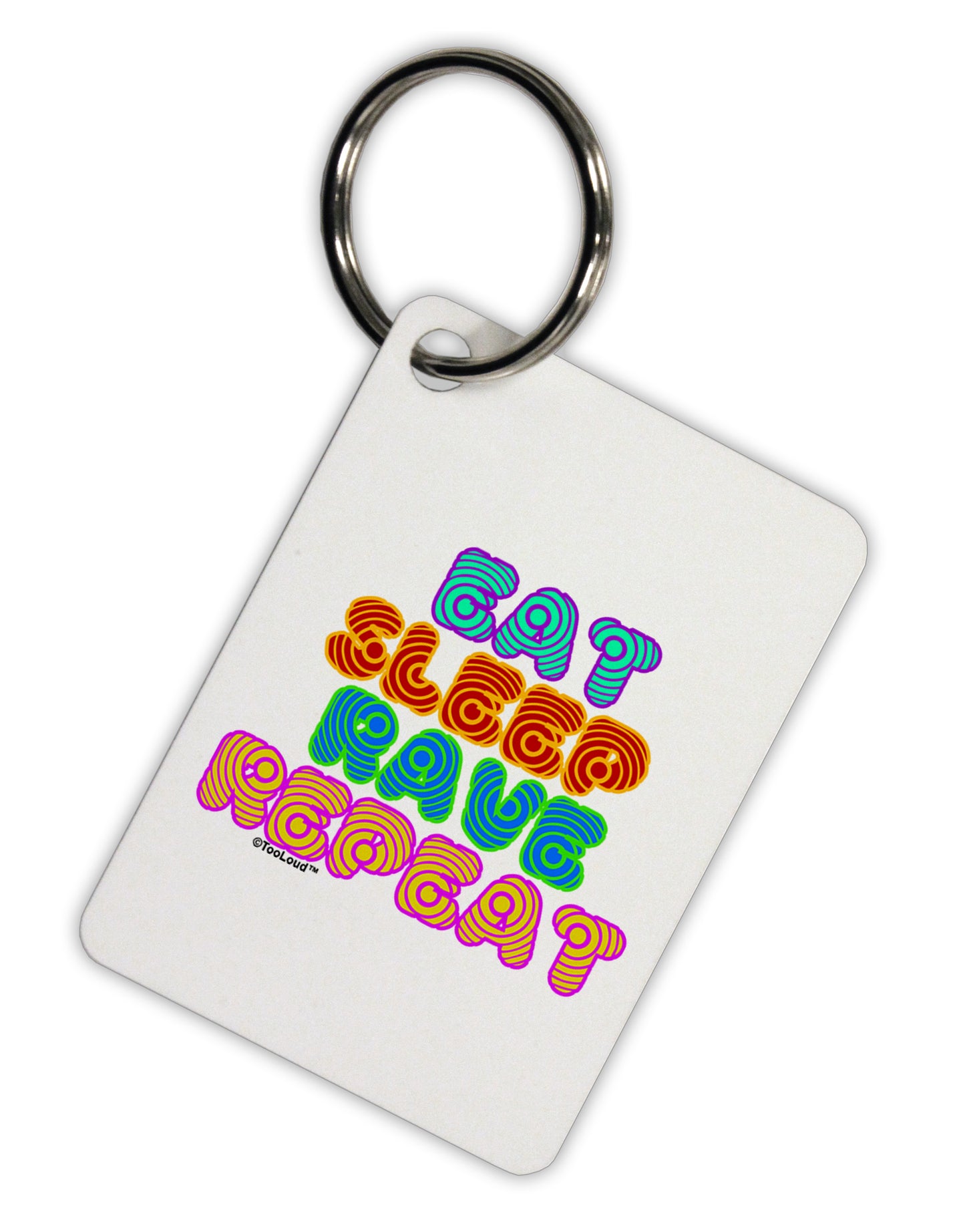Eat Sleep Rave Repeat Hypnotic Aluminum Keyring Tag by TooLoud-Keyring-TooLoud-White-Davson Sales
