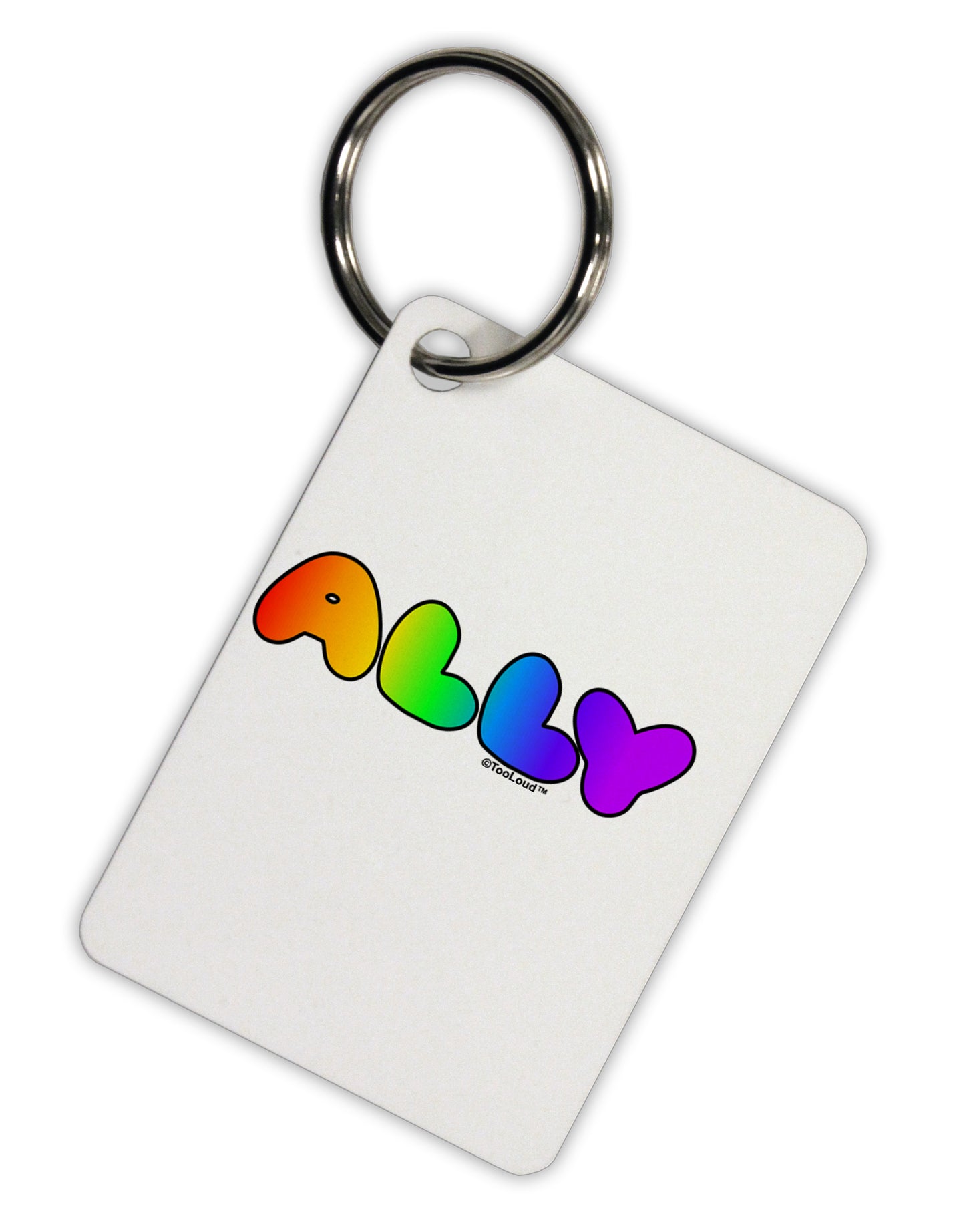 LGBT Ally Rainbow Text Aluminum Keyring Tag by TooLoud-Keyring-TooLoud-White-Davson Sales