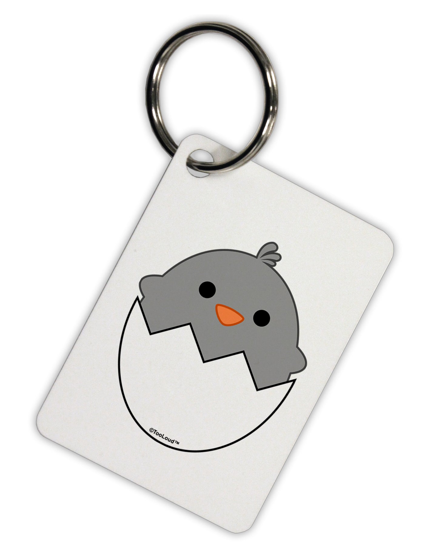Cute Hatching Chick - Gray Aluminum Keyring Tag by TooLoud-Keyring-TooLoud-White-Davson Sales