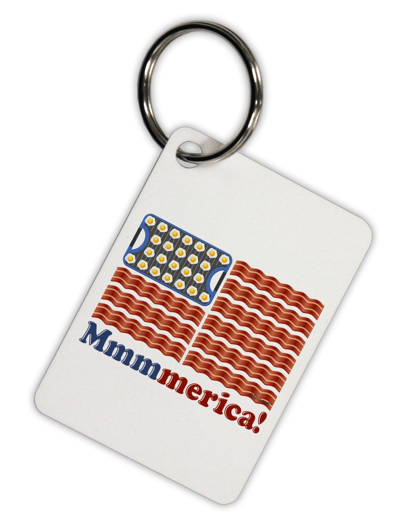 American Breakfast Flag - Bacon and Eggs - Mmmmerica Aluminum Keyring Tag-Keyring-TooLoud-White-Davson Sales