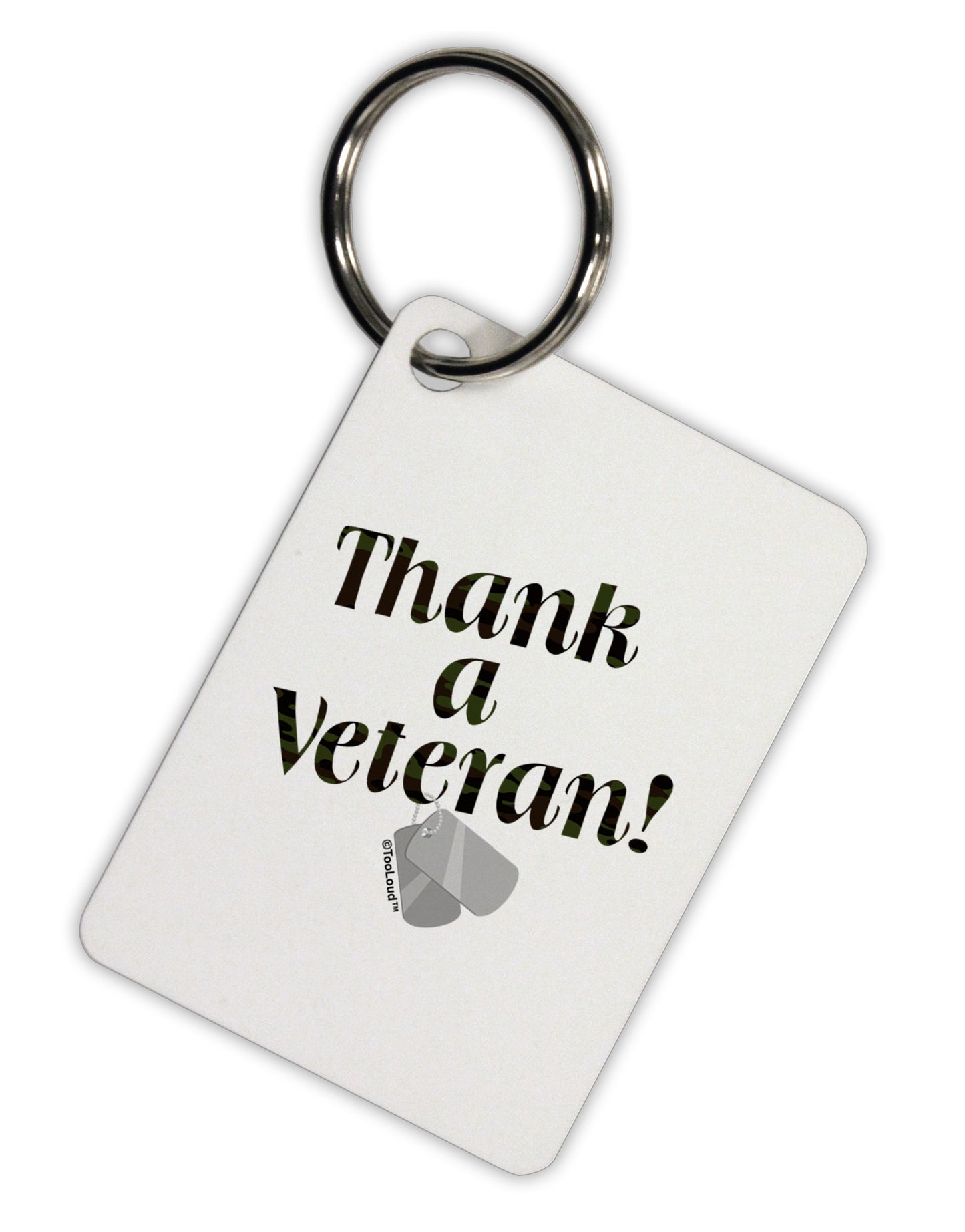 Thank A Veteran Aluminum Keyring Tag-Keyring-TooLoud-White-Davson Sales