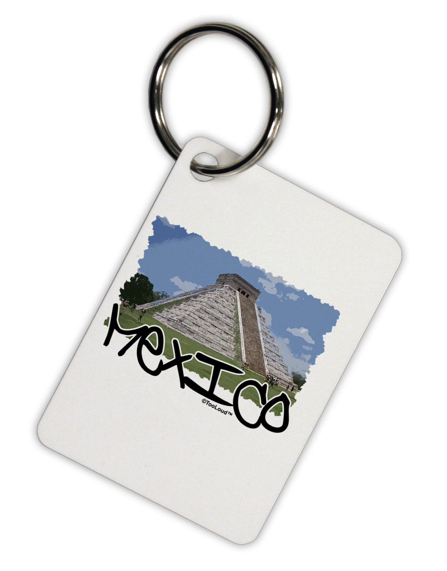Mexico - Mayan Temple Cut-out Aluminum Keyring Tag by TooLoud-Keyring-TooLoud-White-Davson Sales