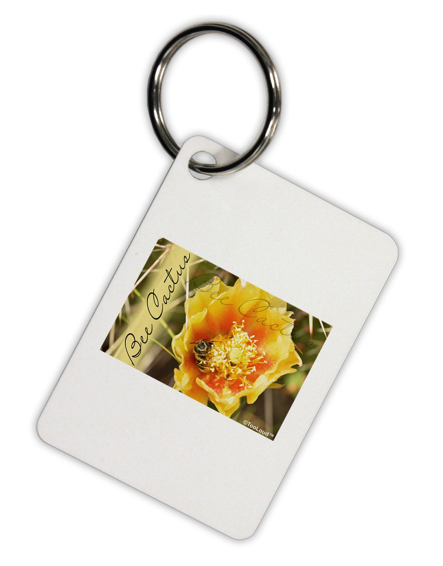 Bee Cactus with Text Aluminum Keyring Tag-Keyring-TooLoud-White-Davson Sales