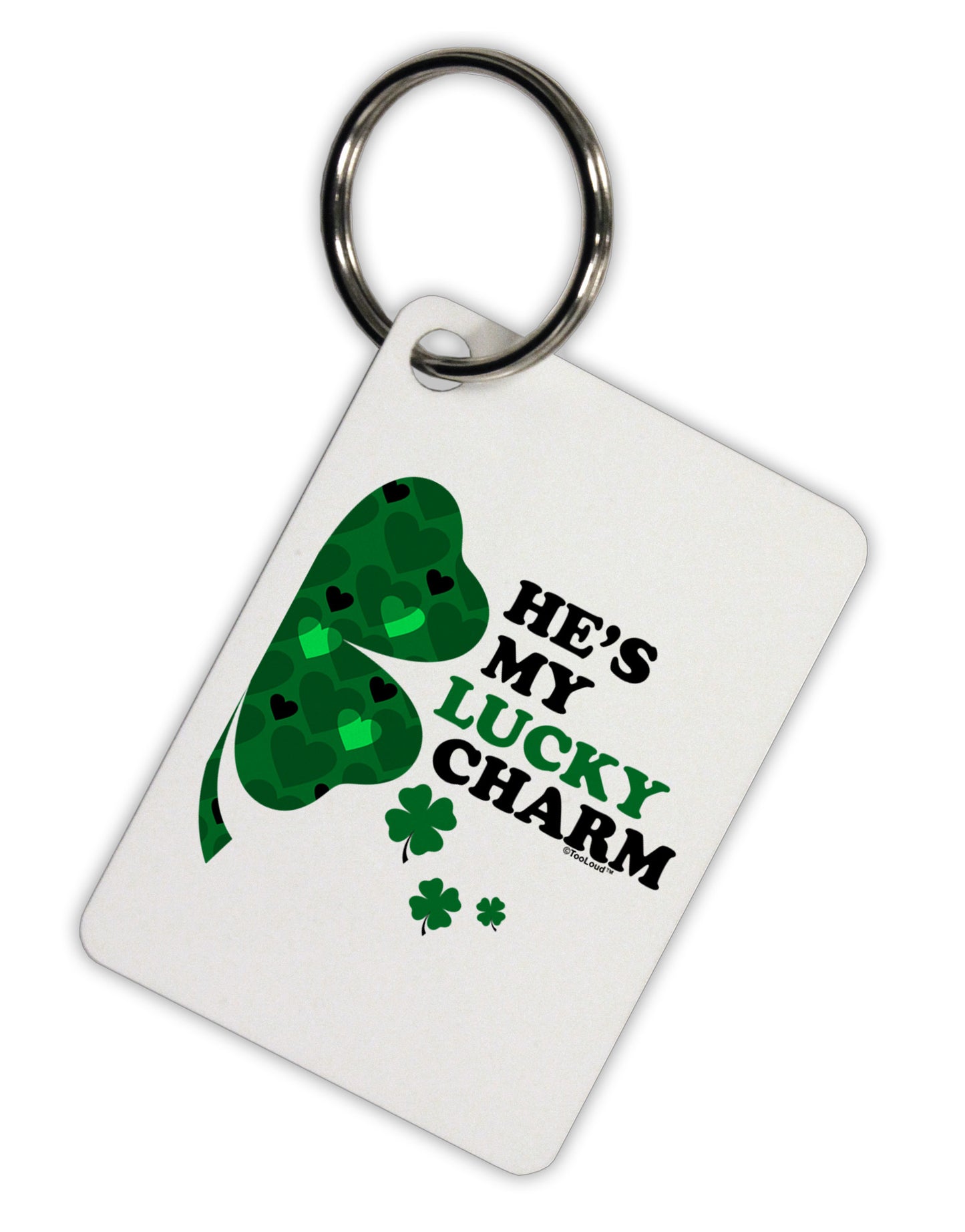 He's My Lucky Charm - Right Aluminum Keyring Tag-Keyring-TooLoud-White-Davson Sales