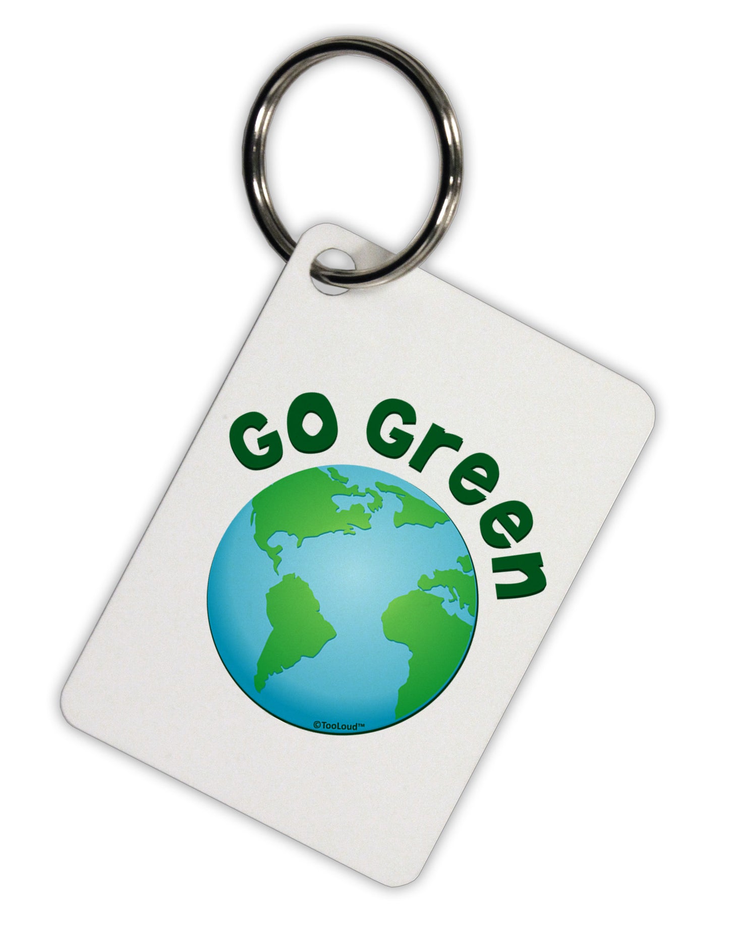 Go Green - Planet Earth Aluminum Keyring Tag-Keyring-TooLoud-White-Davson Sales