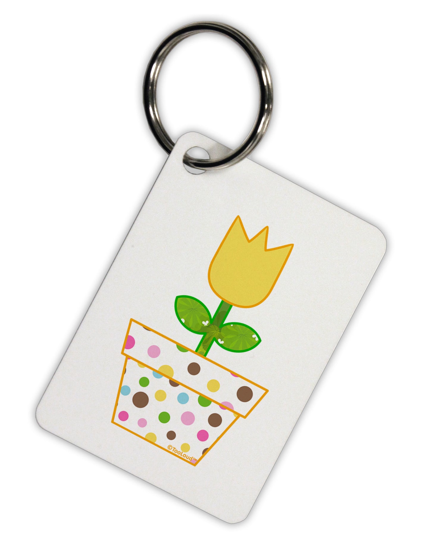 Easter Tulip Design - Yellow Aluminum Keyring Tag by TooLoud-Keyring-TooLoud-White-Davson Sales