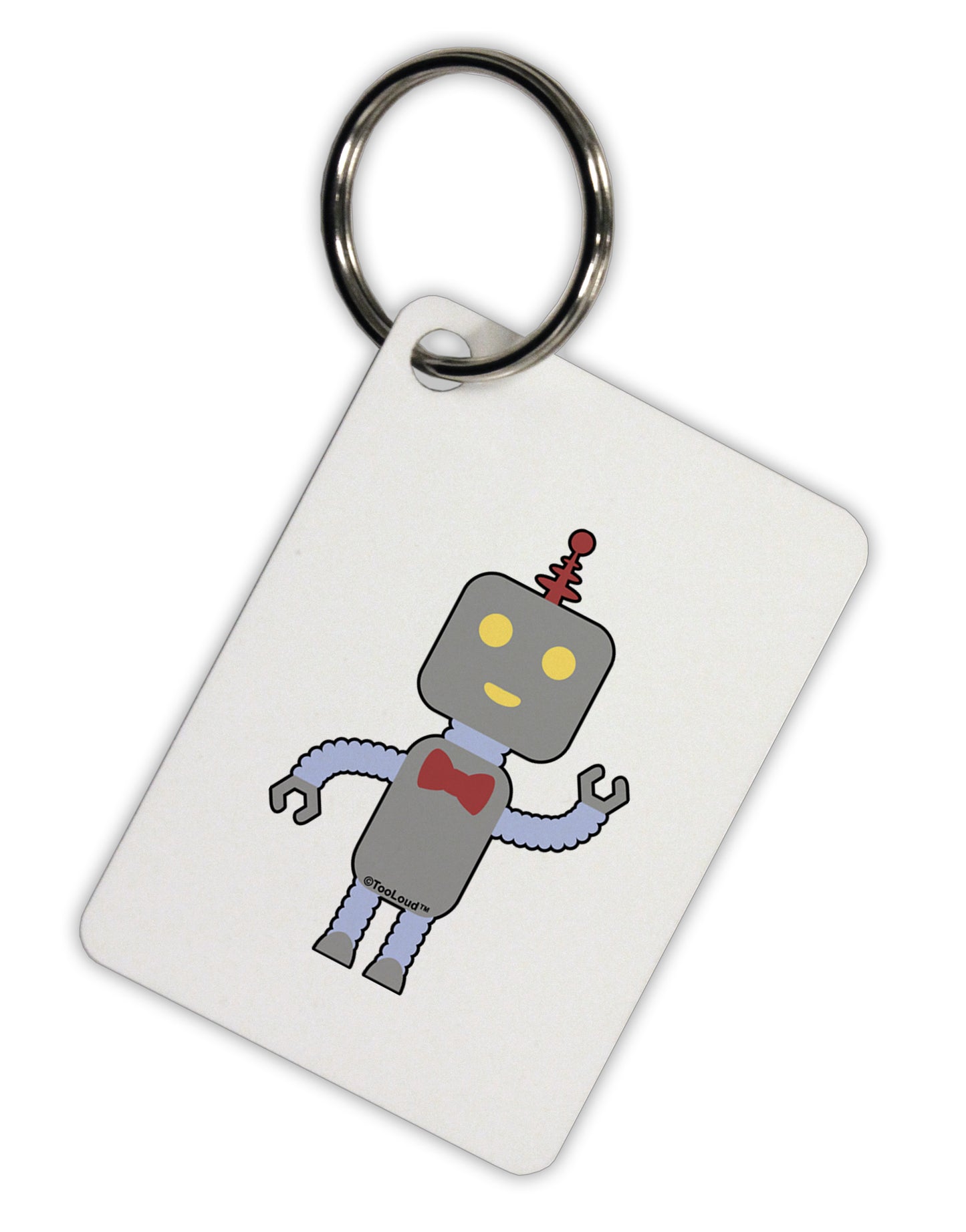 Cute Robot Male Aluminum Keyring Tag by TooLoud-Keyring-TooLoud-White-Davson Sales
