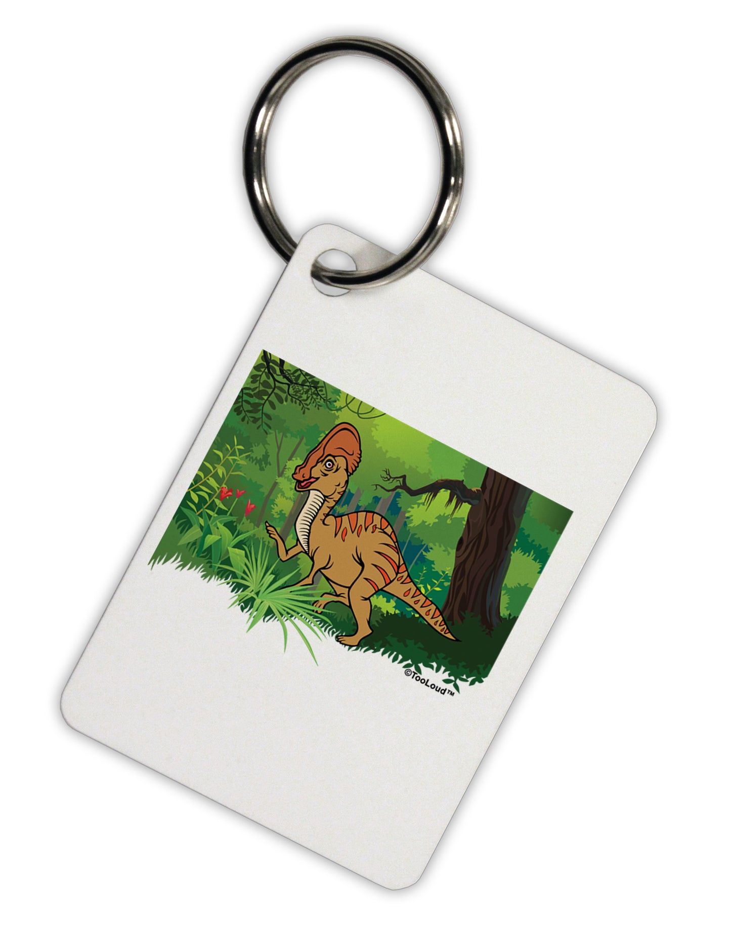 Parasaurolophus Walkeri - Without Name Aluminum Keyring Tag by TooLoud-Keyring-TooLoud-White-Davson Sales
