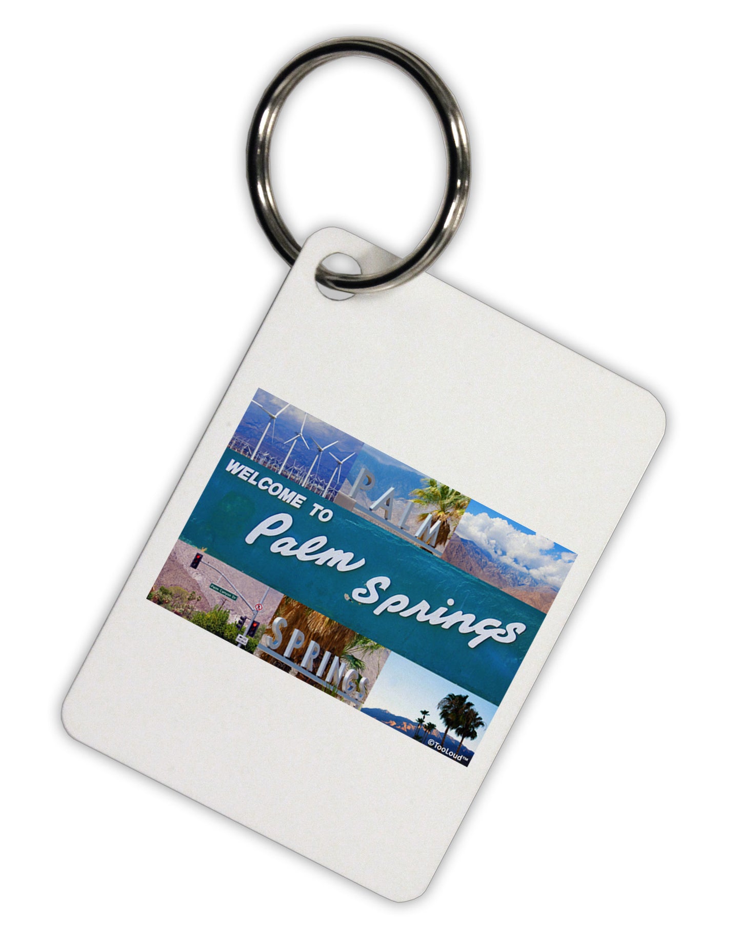 Welcome to Palm Springs Collage Aluminum Keyring Tag-Keyring-TooLoud-White-Davson Sales