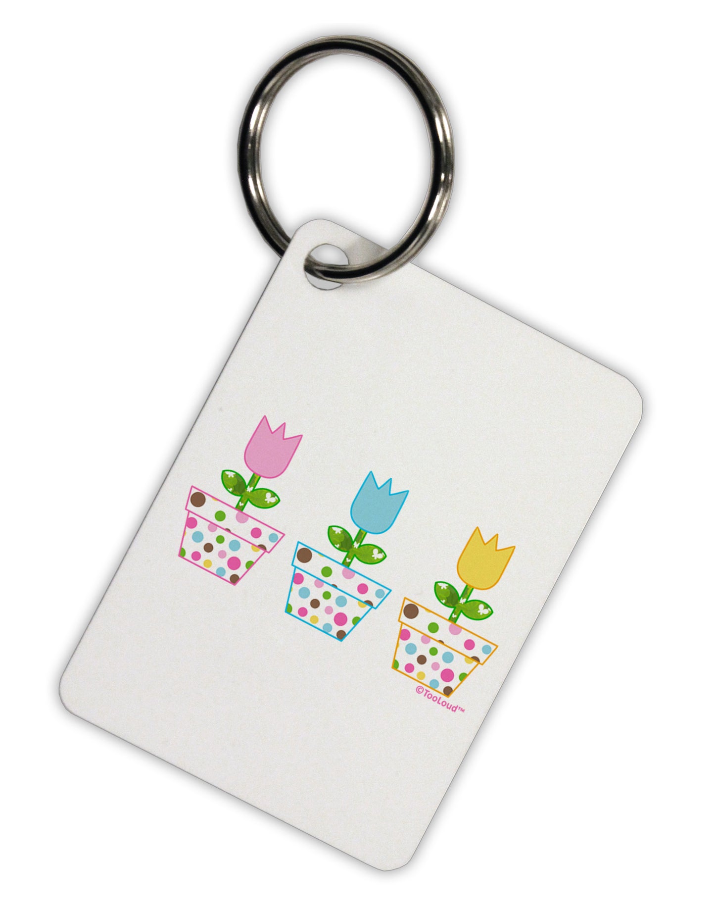 Three Easter Tulips Aluminum Keyring Tag by TooLoud-Keyring-TooLoud-White-Davson Sales