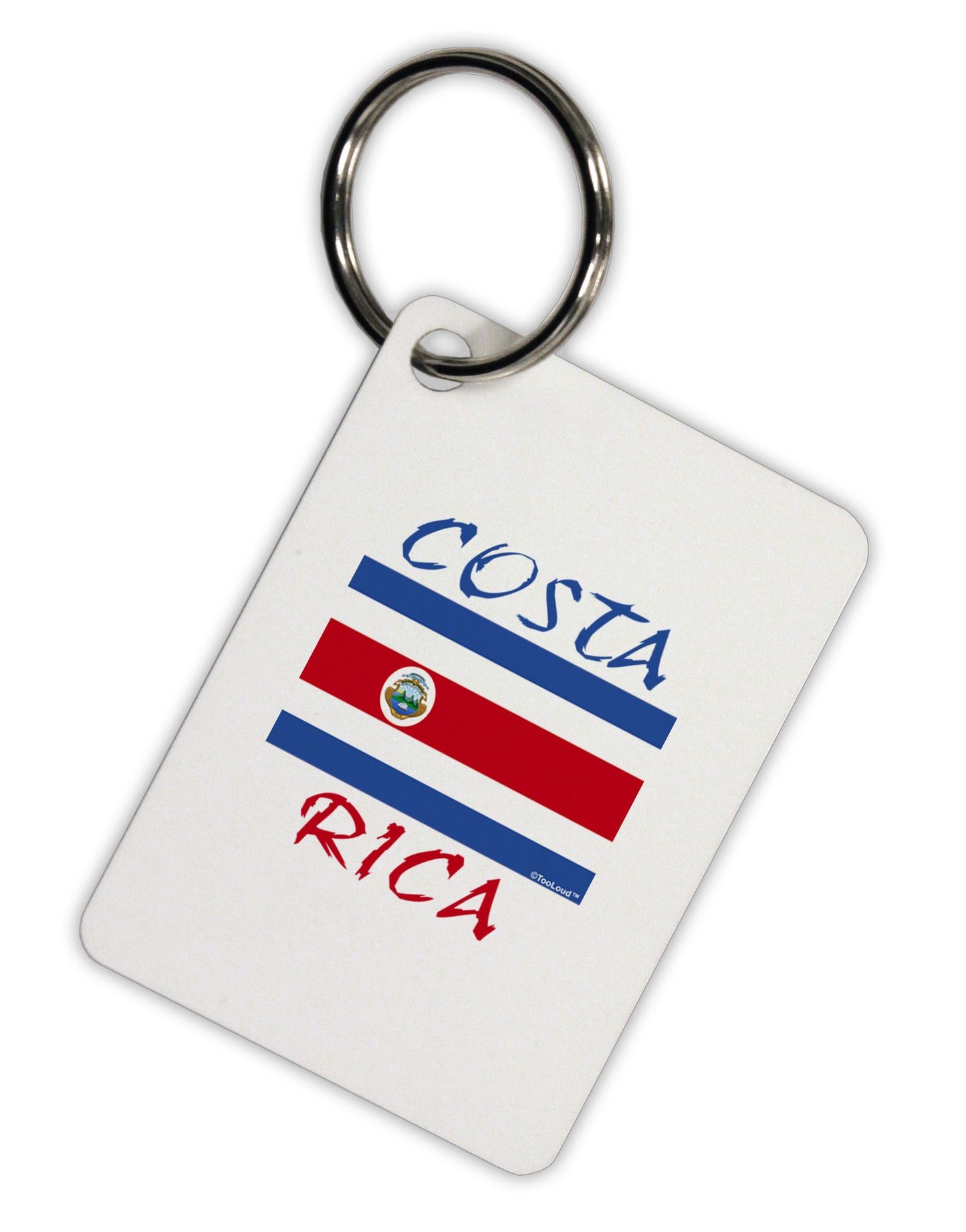 Costa Rica Flag Aluminum Keyring Tag-Keyring-TooLoud-White-Davson Sales