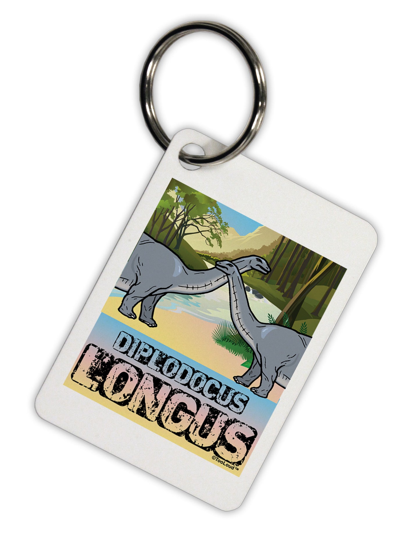 Diplodocus Longus - With Name Aluminum Keyring Tag by TooLoud-TooLoud-White-Davson Sales