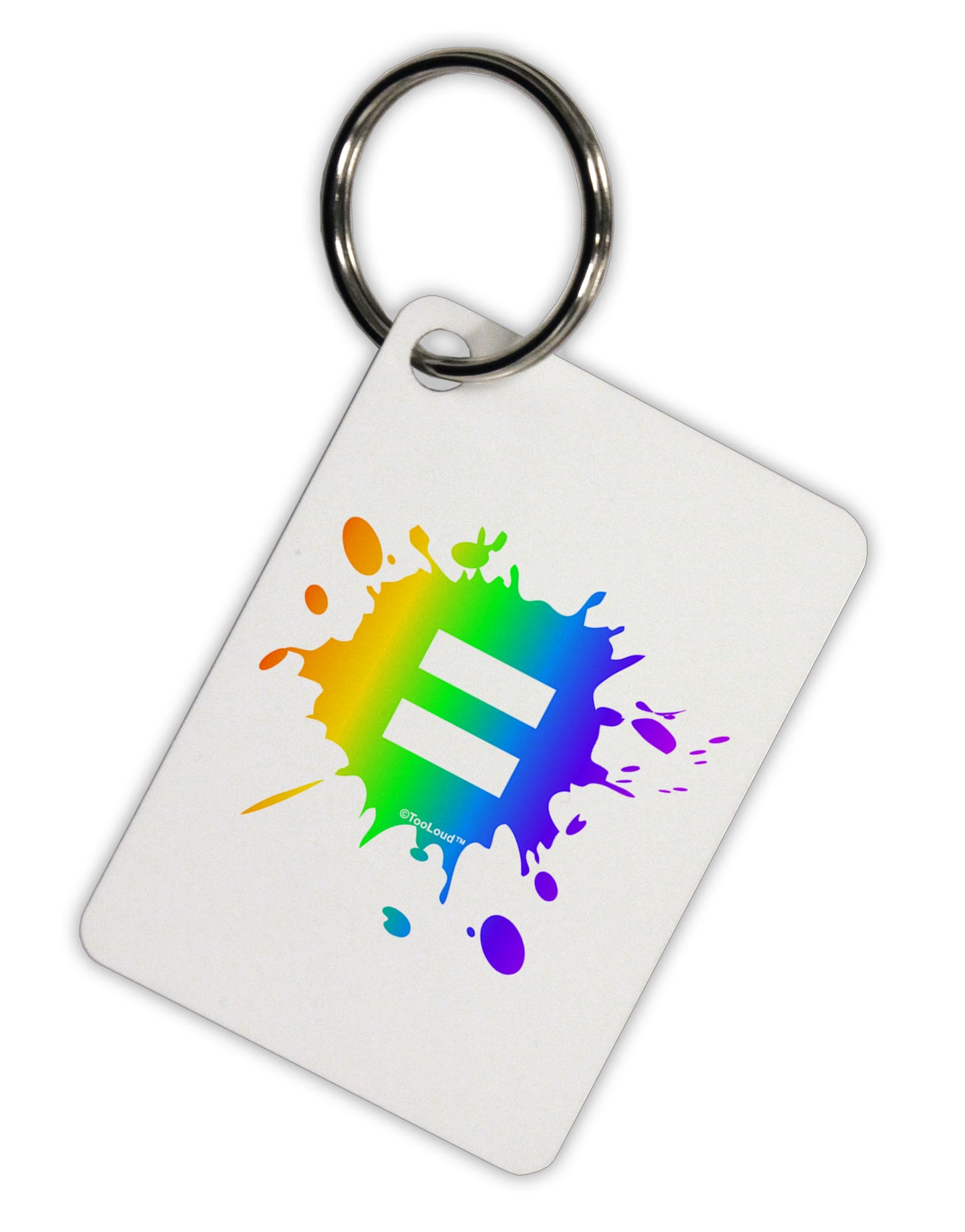 Equal Rainbow Paint Splatter Aluminum Keyring Tag by TooLoud-Keyring-TooLoud-White-Davson Sales