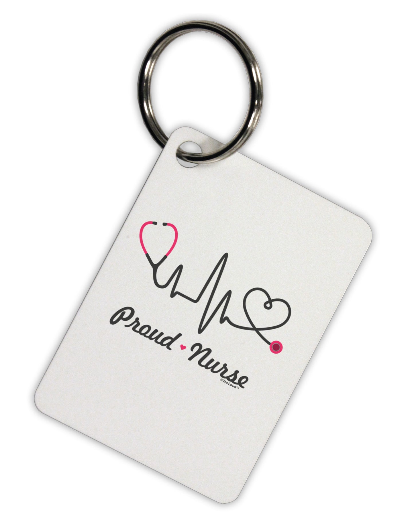 Stethoscope Heartbeat Text Aluminum Keyring Tag-Keyring-TooLoud-White-Davson Sales