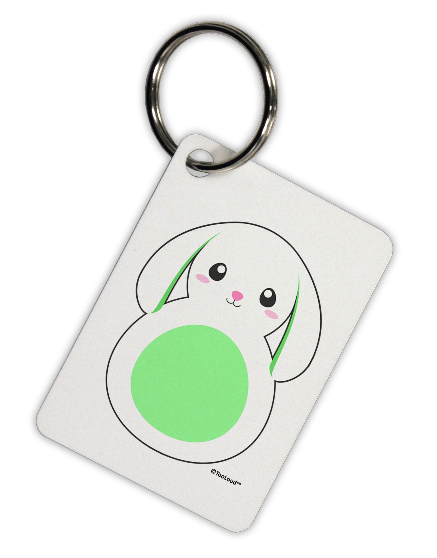 Cute Bunny with Floppy Ears - Green Aluminum Keyring Tag by TooLoud-Keyring-TooLoud-White-Davson Sales