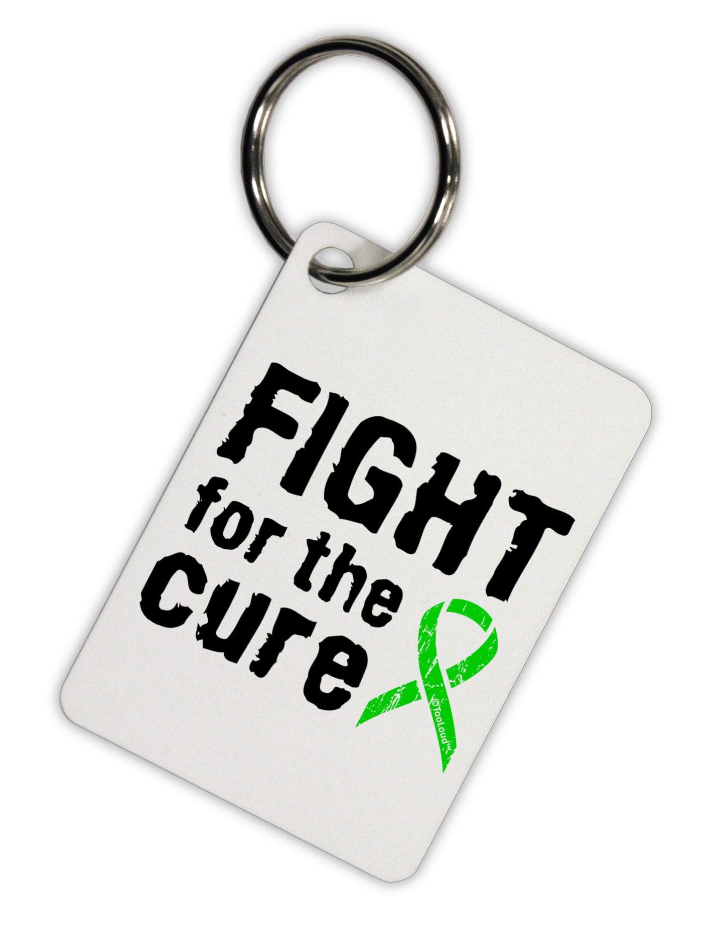 Fight for the Cure - Lime Green Ribbon Lyme Disease Aluminum Keyring Tag-Keyring-TooLoud-White-Davson Sales