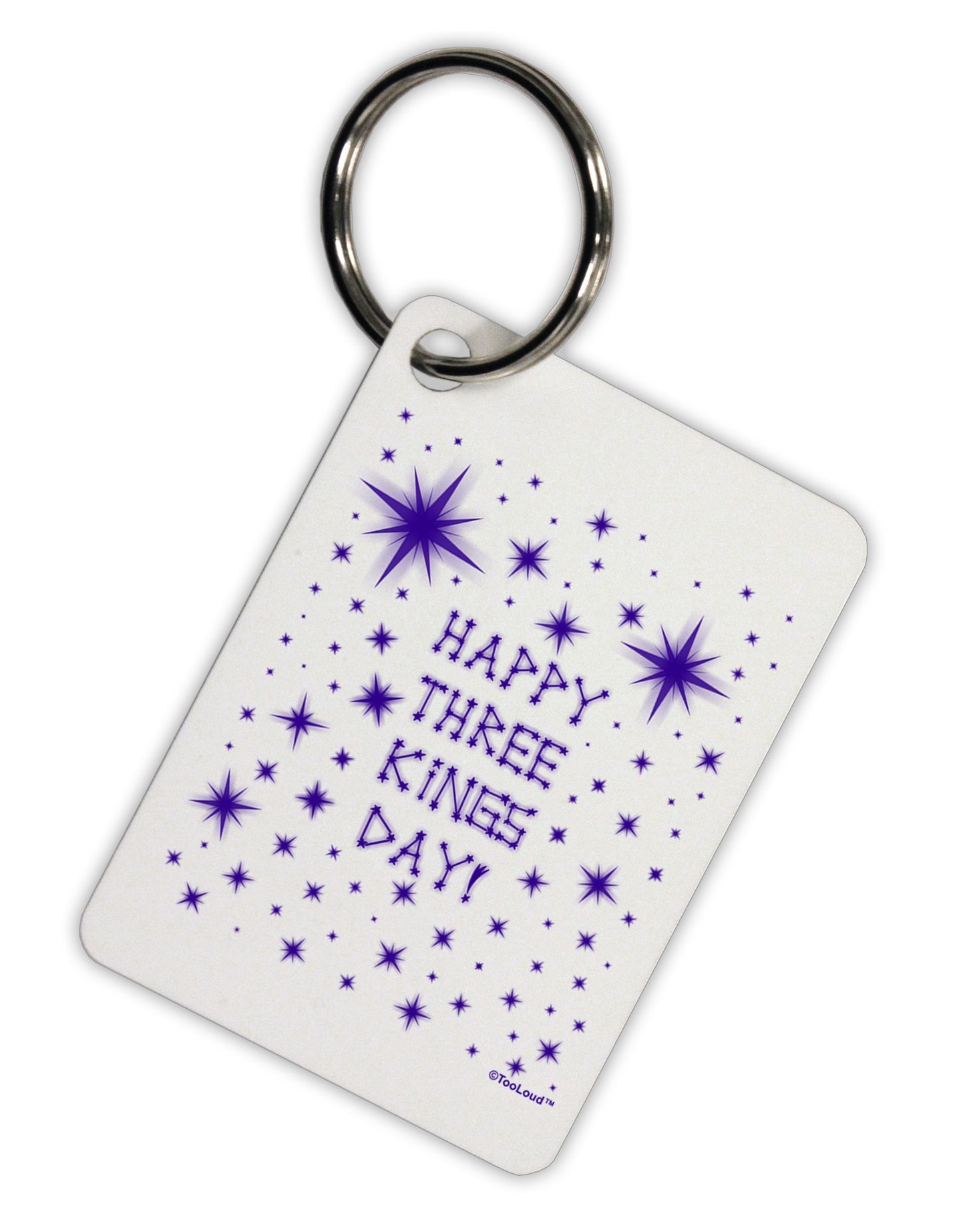 Happy Three Kings Day - Shining Stars Aluminum Keyring Tag by TooLoud-Keyring-TooLoud-White-Davson Sales