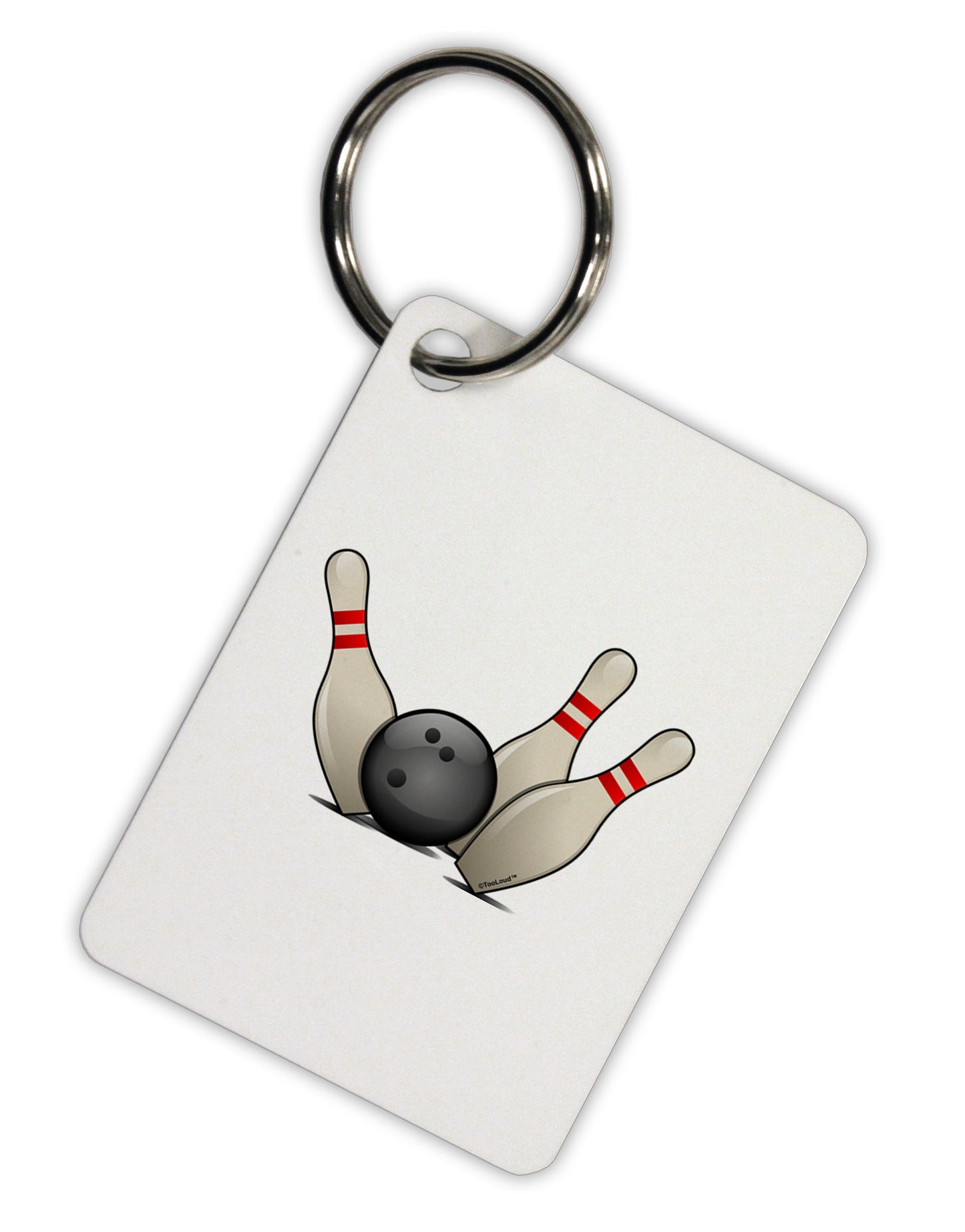 Bowling Ball with Pins Aluminum Keyring Tag-Keyring-TooLoud-White-Davson Sales