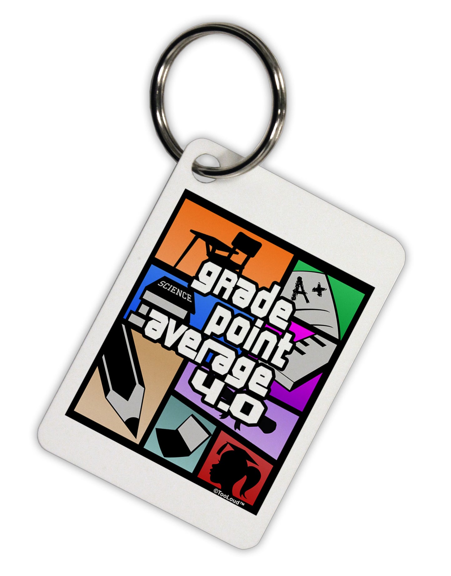 GPA 4 - Grade Point Average Aluminum Keyring Tag by TooLoud-Keyring-TooLoud-White-Davson Sales