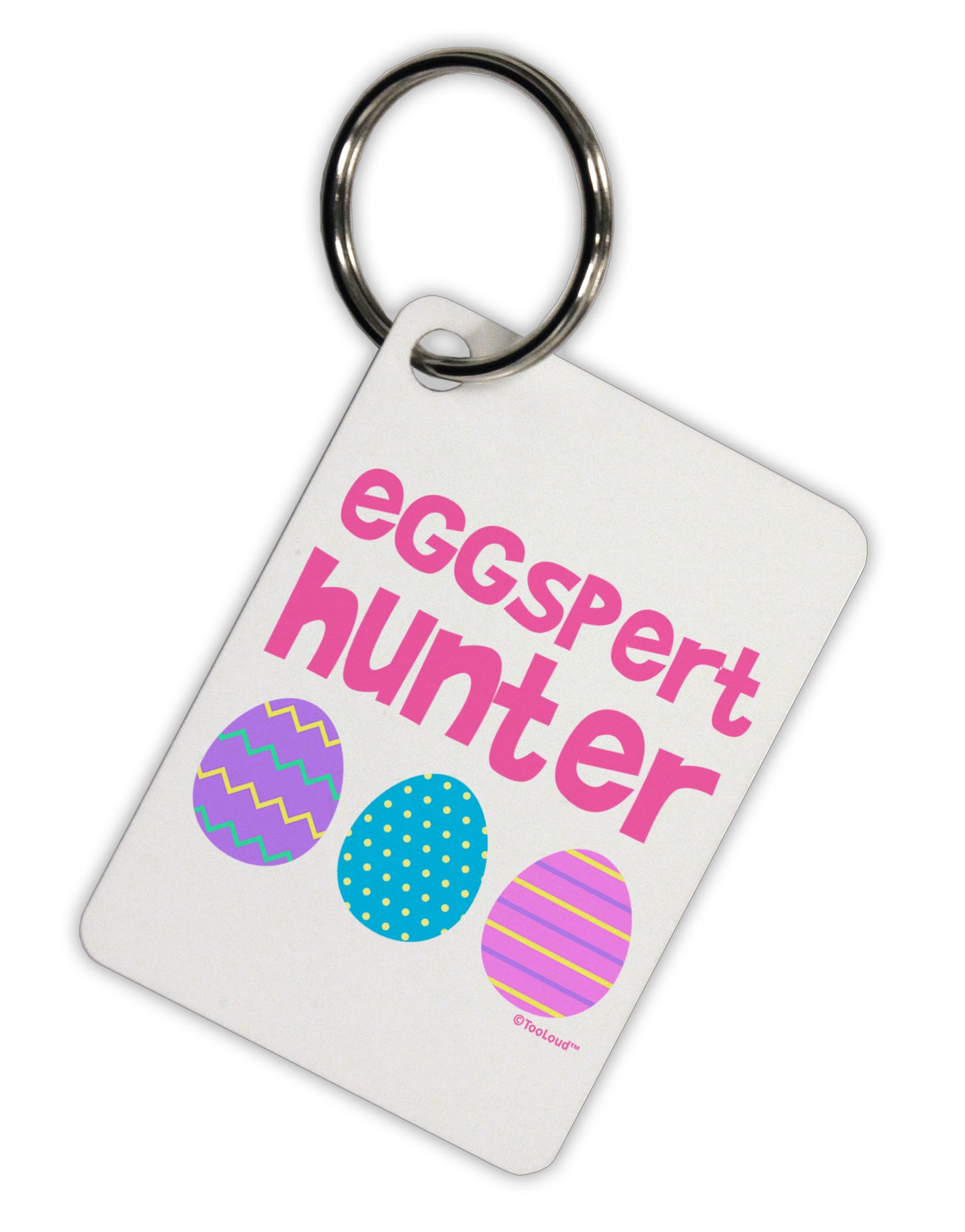 Eggspert Hunter - Easter - Pink Aluminum Keyring Tag by TooLoud-Keyring-TooLoud-White-Davson Sales