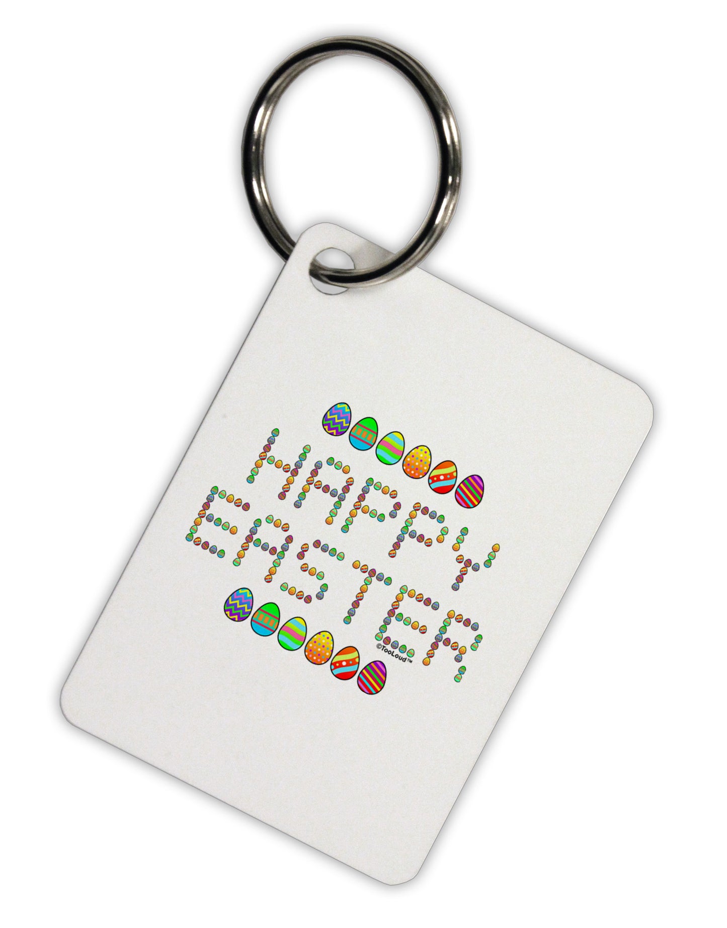 Happy Easter Eggs Aluminum Keyring Tag-Keyring-TooLoud-White-Davson Sales