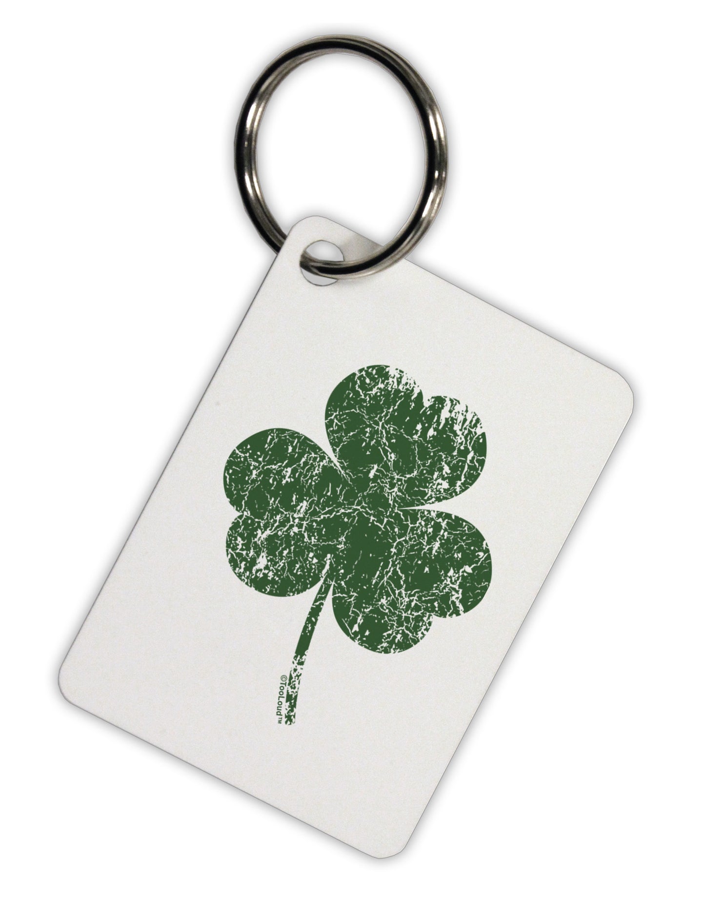 Distressed Traditional Irish Shamrock Aluminum Keyring Tag-Keyring-TooLoud-White-Davson Sales
