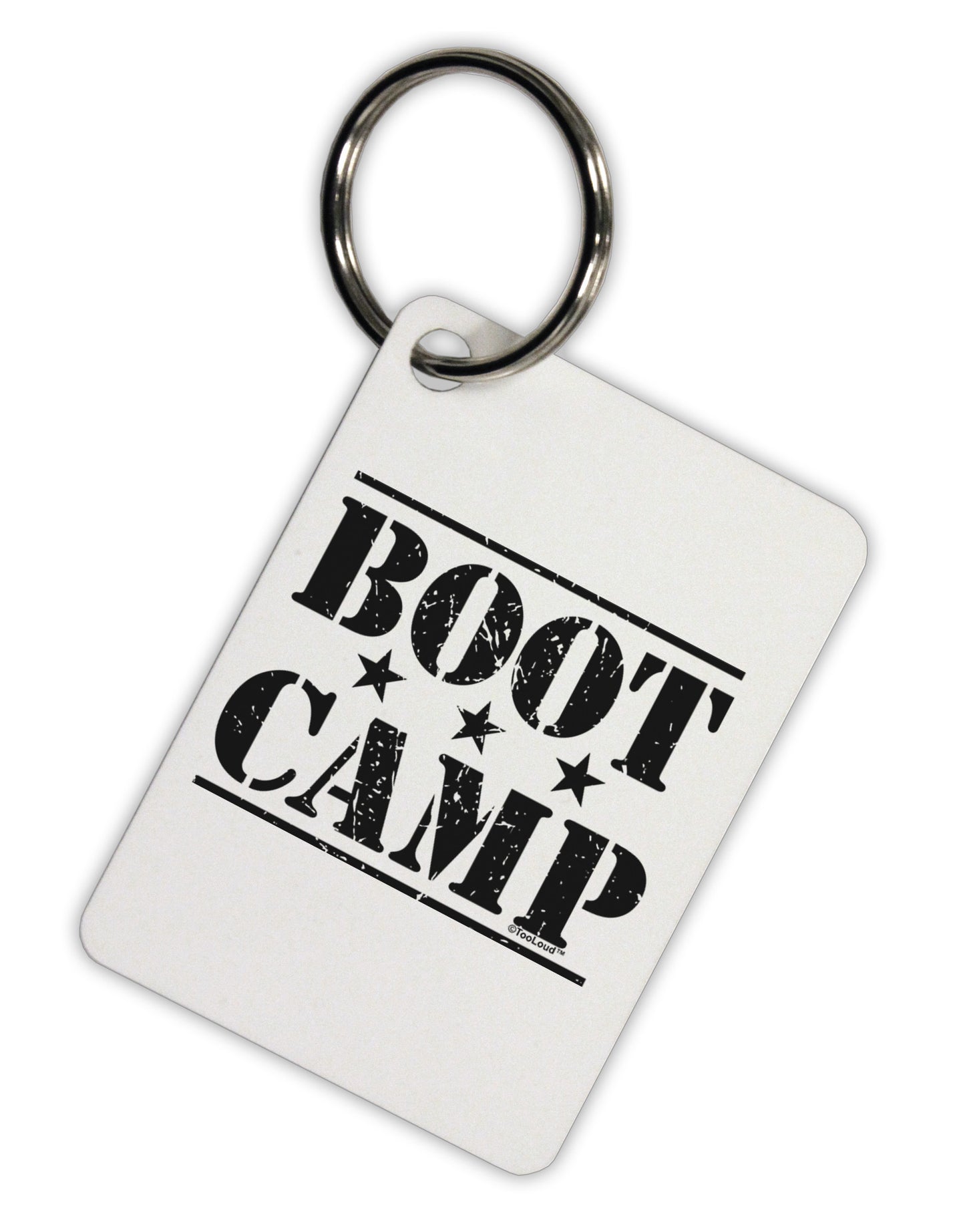 Bootcamp Large distressed Text Aluminum Keyring Tag-Keyring-TooLoud-White-Davson Sales